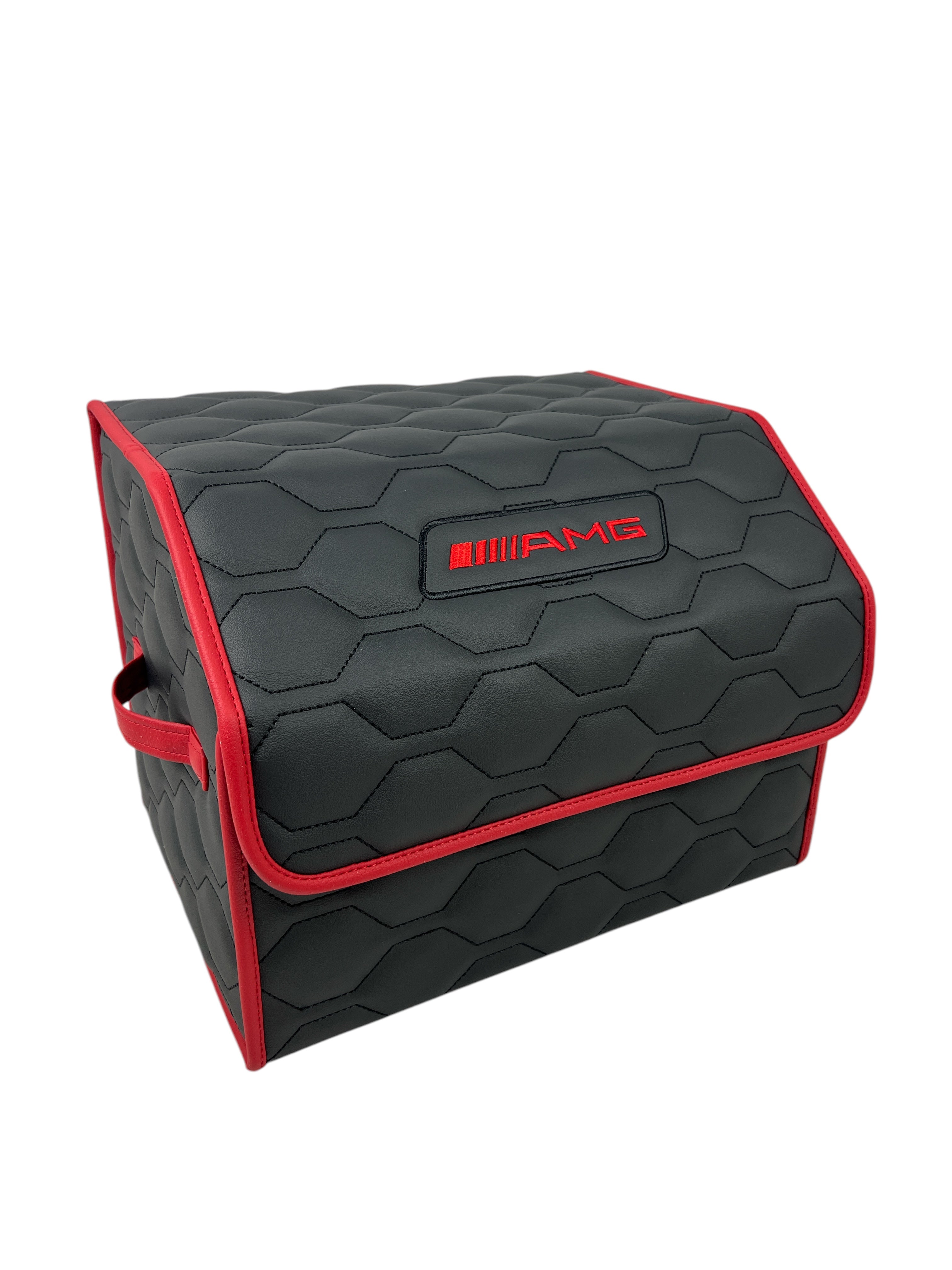 Organizer in the "Big Comb" design Total Black organizer for Mercedes Benz with red AMG embroidery + pillows as a gift