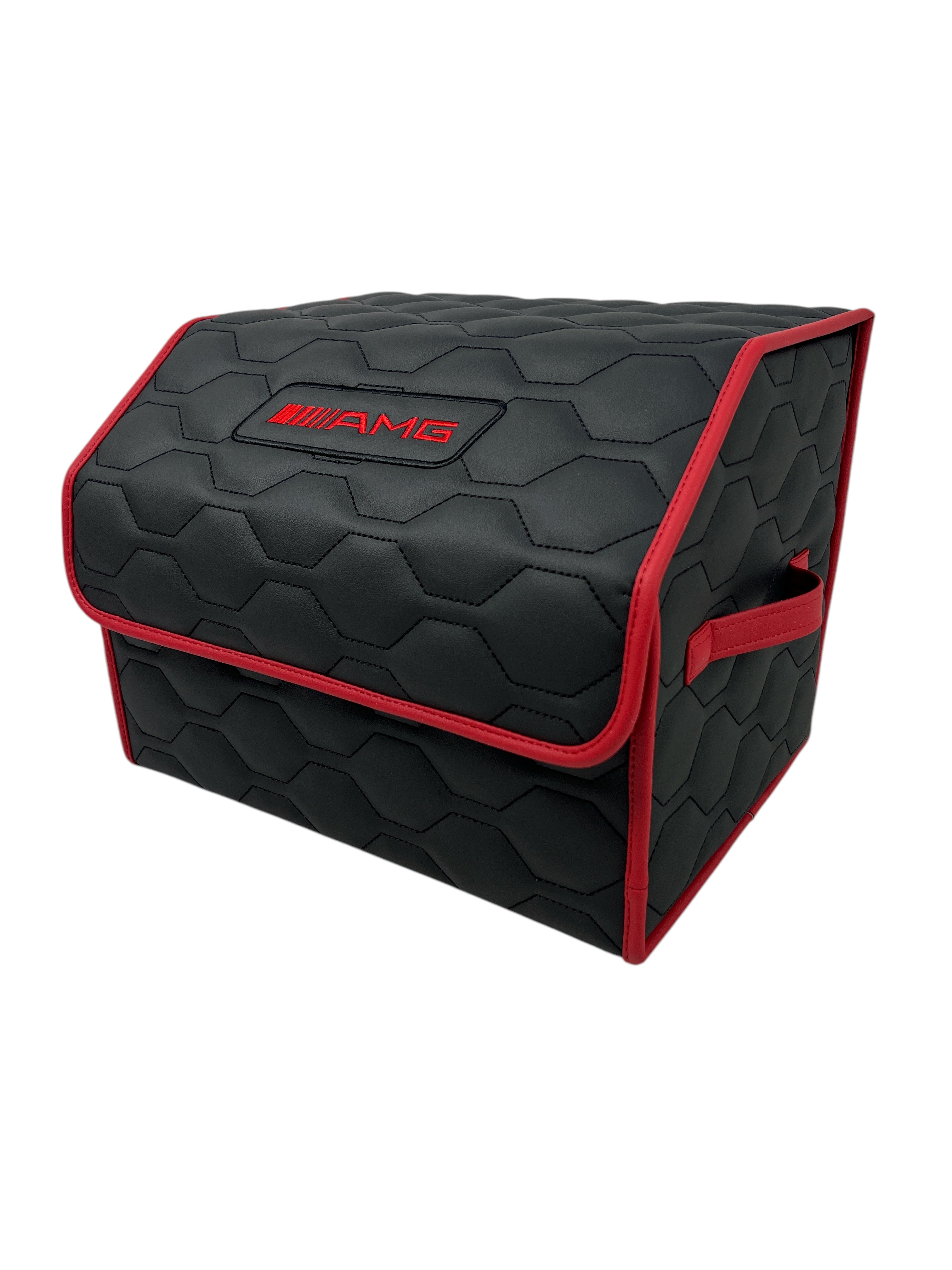 Organizer in the "Big Comb" design Total Black organizer for Mercedes Benz with red AMG embroidery + pillows as a gift