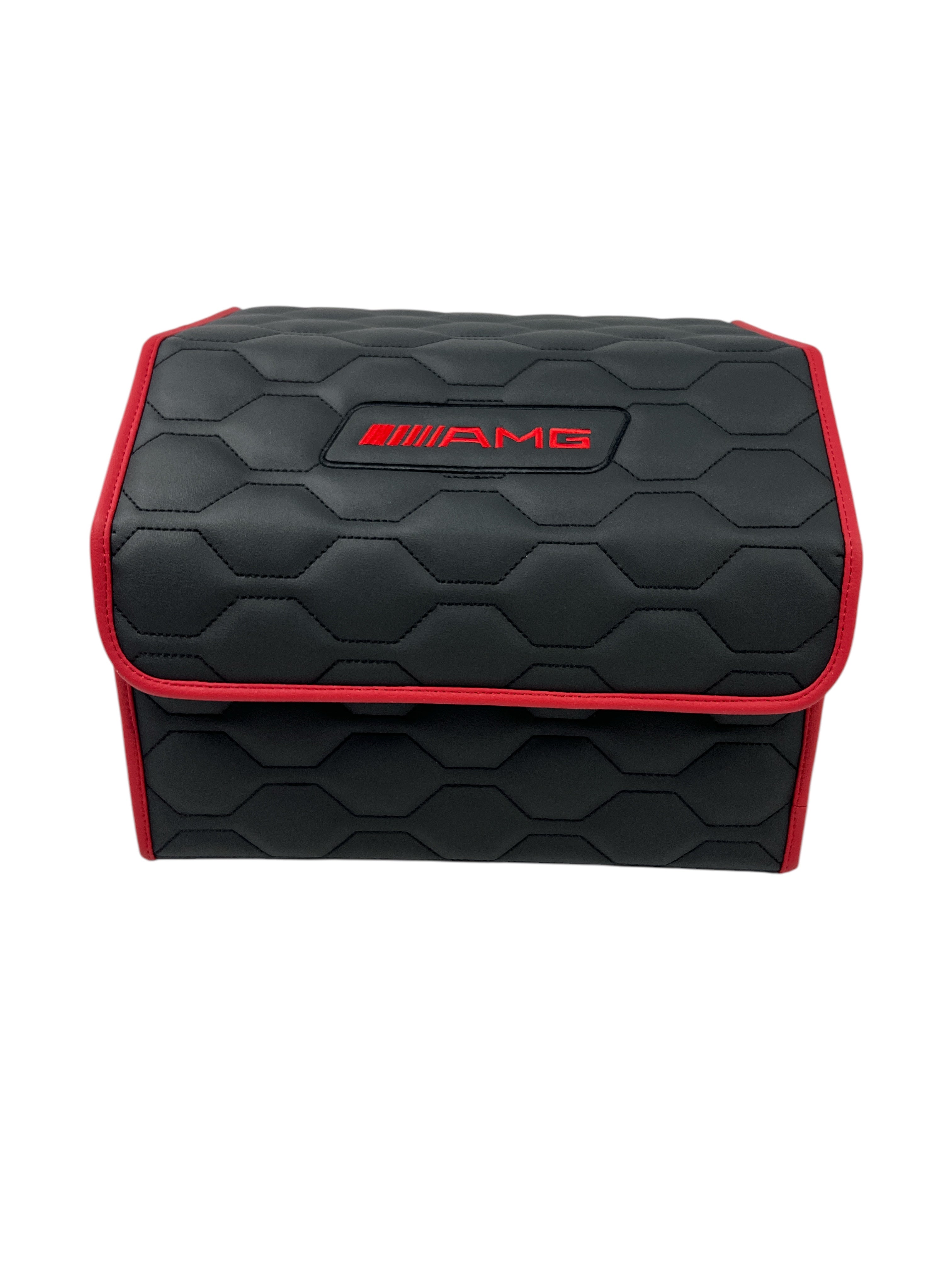 Organizer in the "Big Comb" design Total Black organizer for Mercedes Benz with red AMG embroidery + pillows as a gift