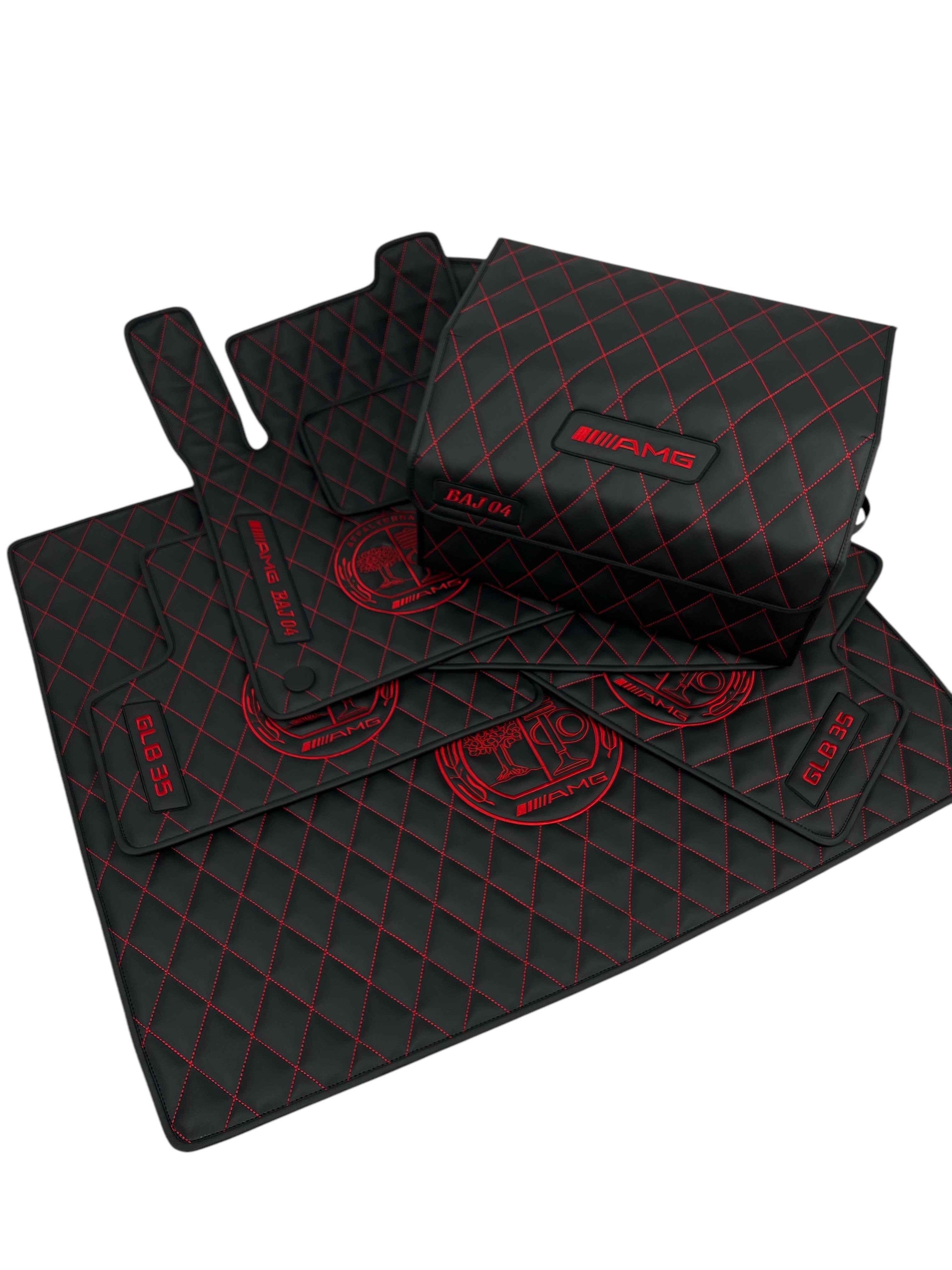 Luxury Custom Floor Mats for Merсedes 2019 gt63 with yellow edging, diamond and embroidery of a custom logo and AMG