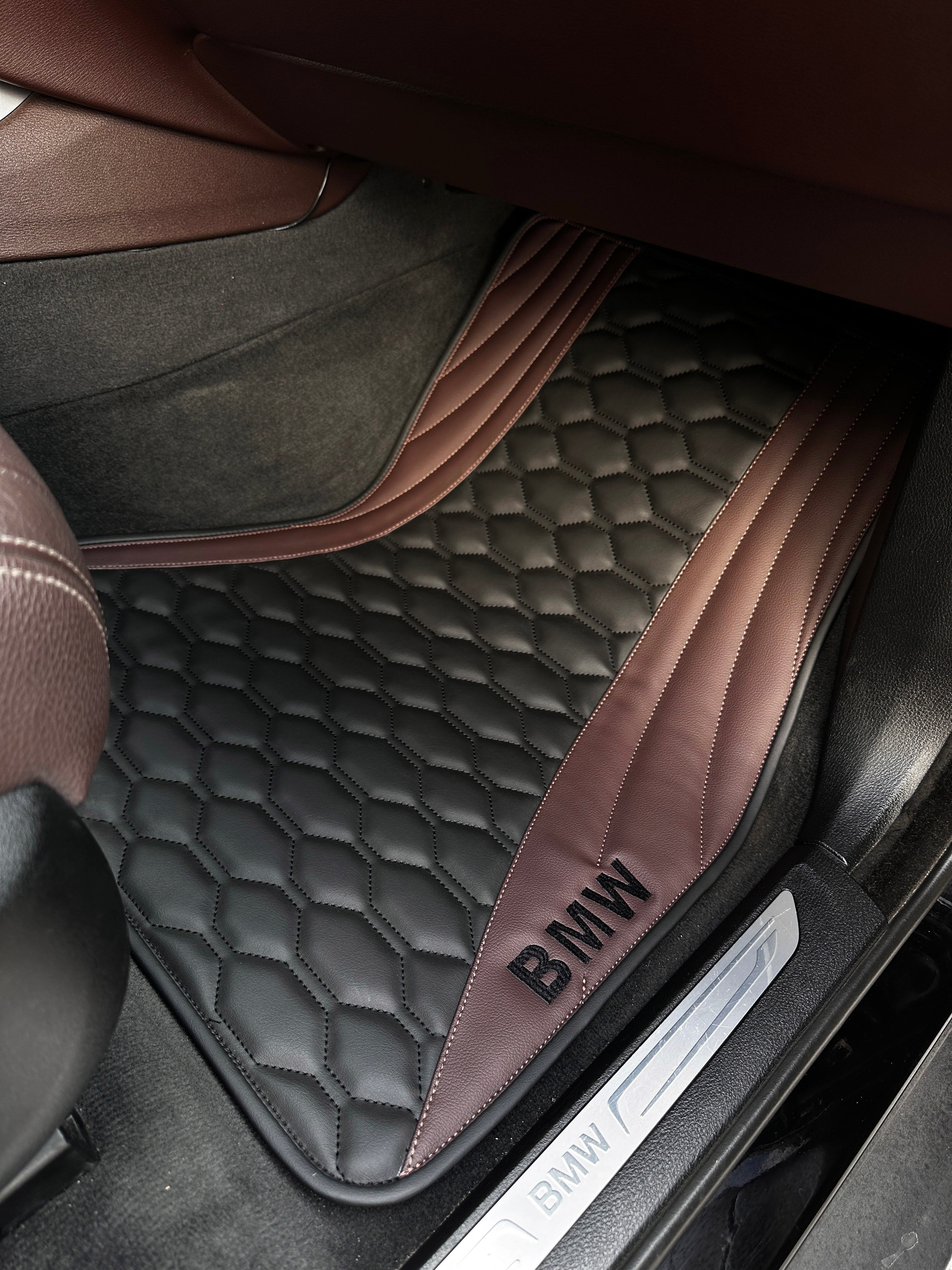 Car Floor Mats in "Figure Combination" Design Combined Black and Brown