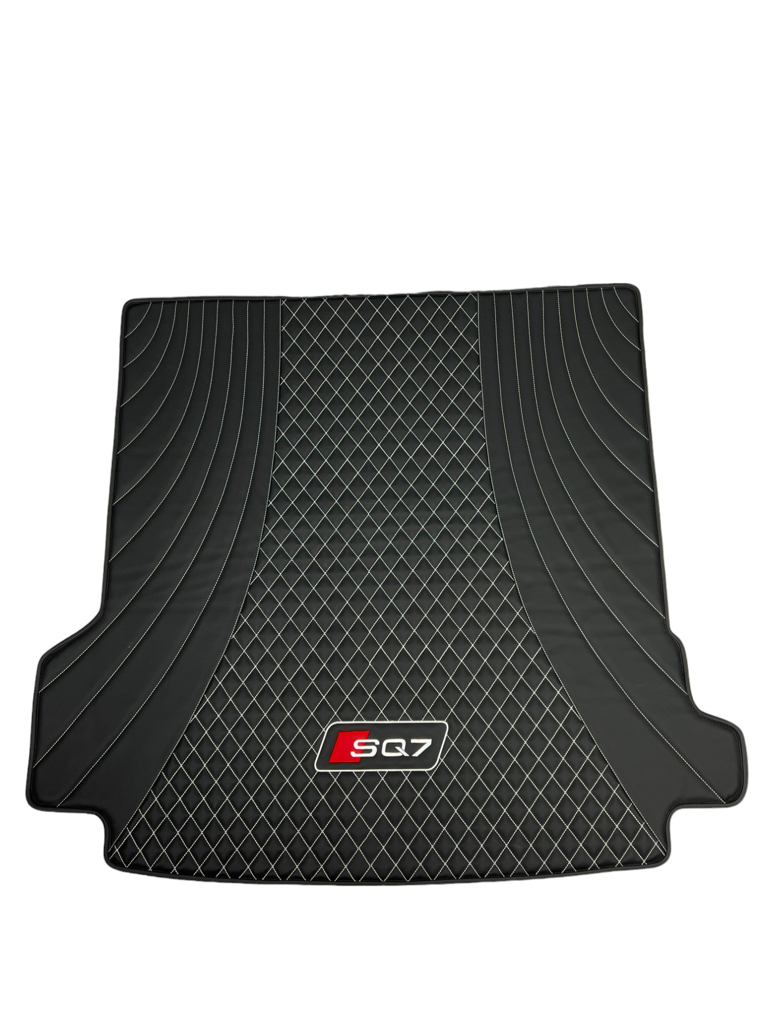 Red Trunk Mats in "Figure Rhombus" Design Black with White Stitching