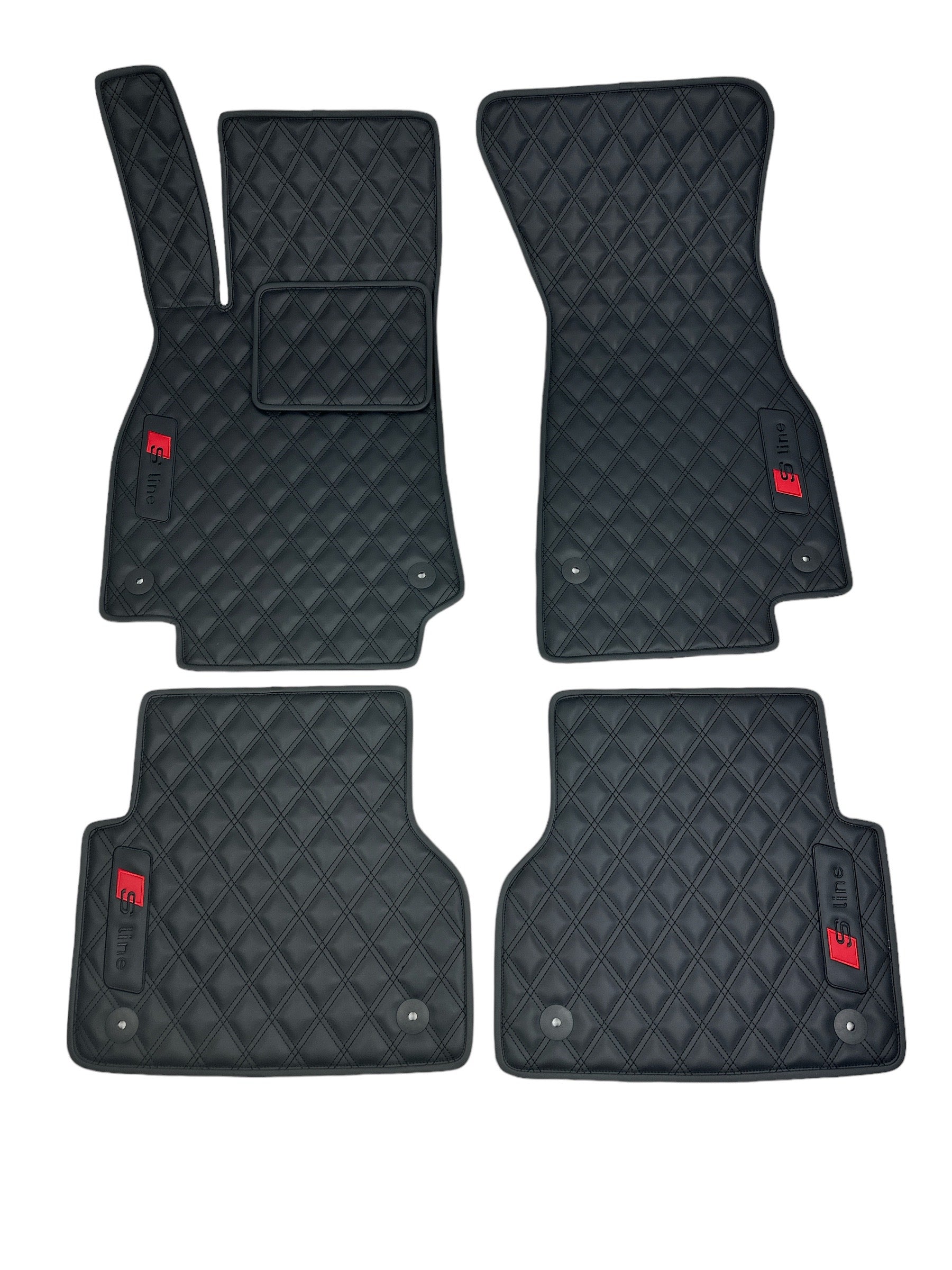 Car Floor Mats in "Double Rhombus" Design Total Black