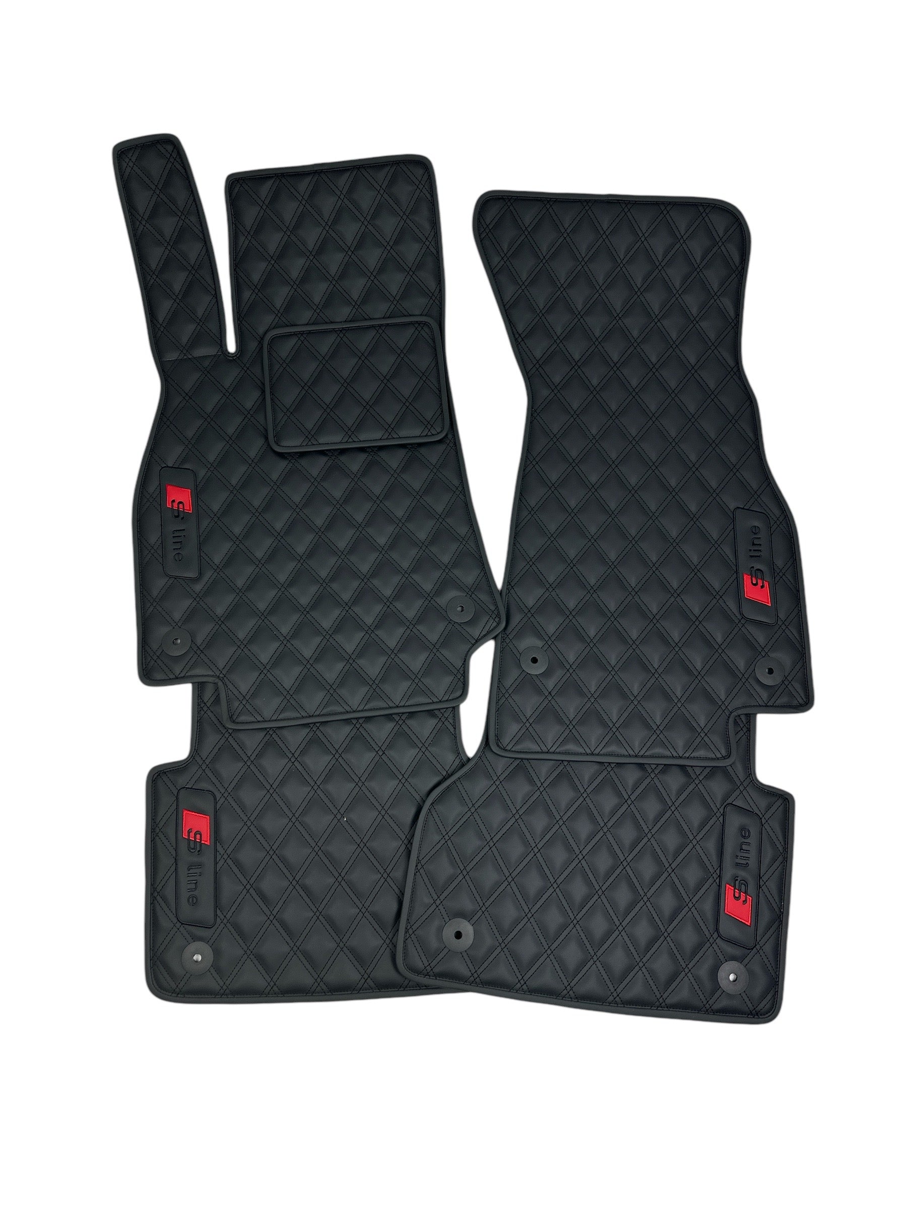 Car Floor Mats in "Double Rhombus" Design Total Black