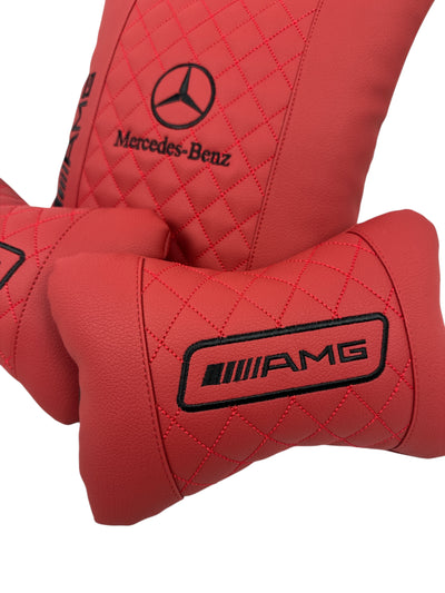 Car Neck Pillow Headrest 2 pcs Total Red