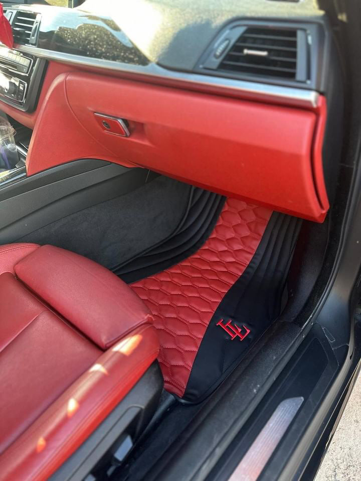 Car Floor Mats in "Figure Combination" Design Combined Black and Red