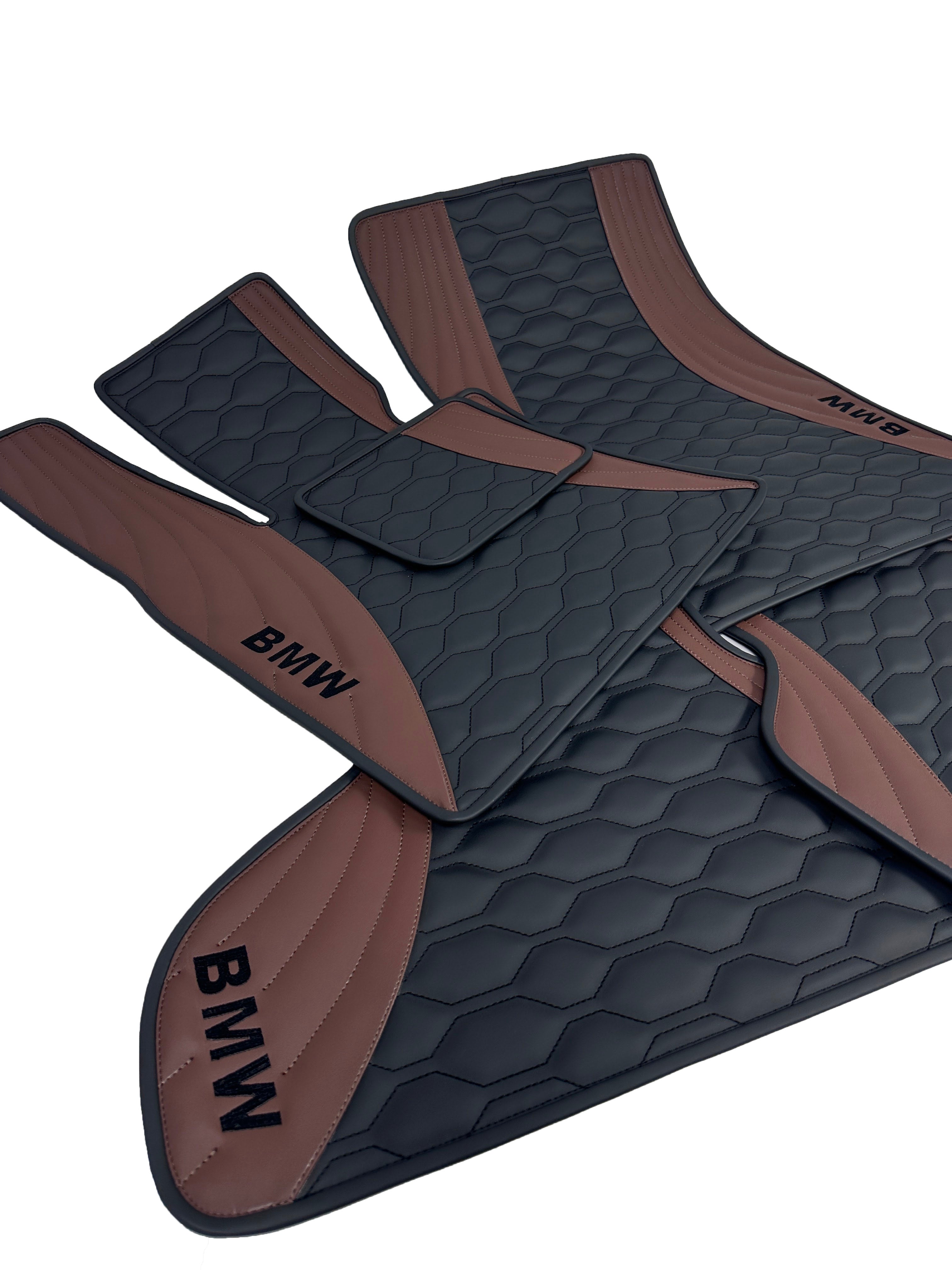 Car Floor Mats in "Figure Combination" Design Combined Black and Brown