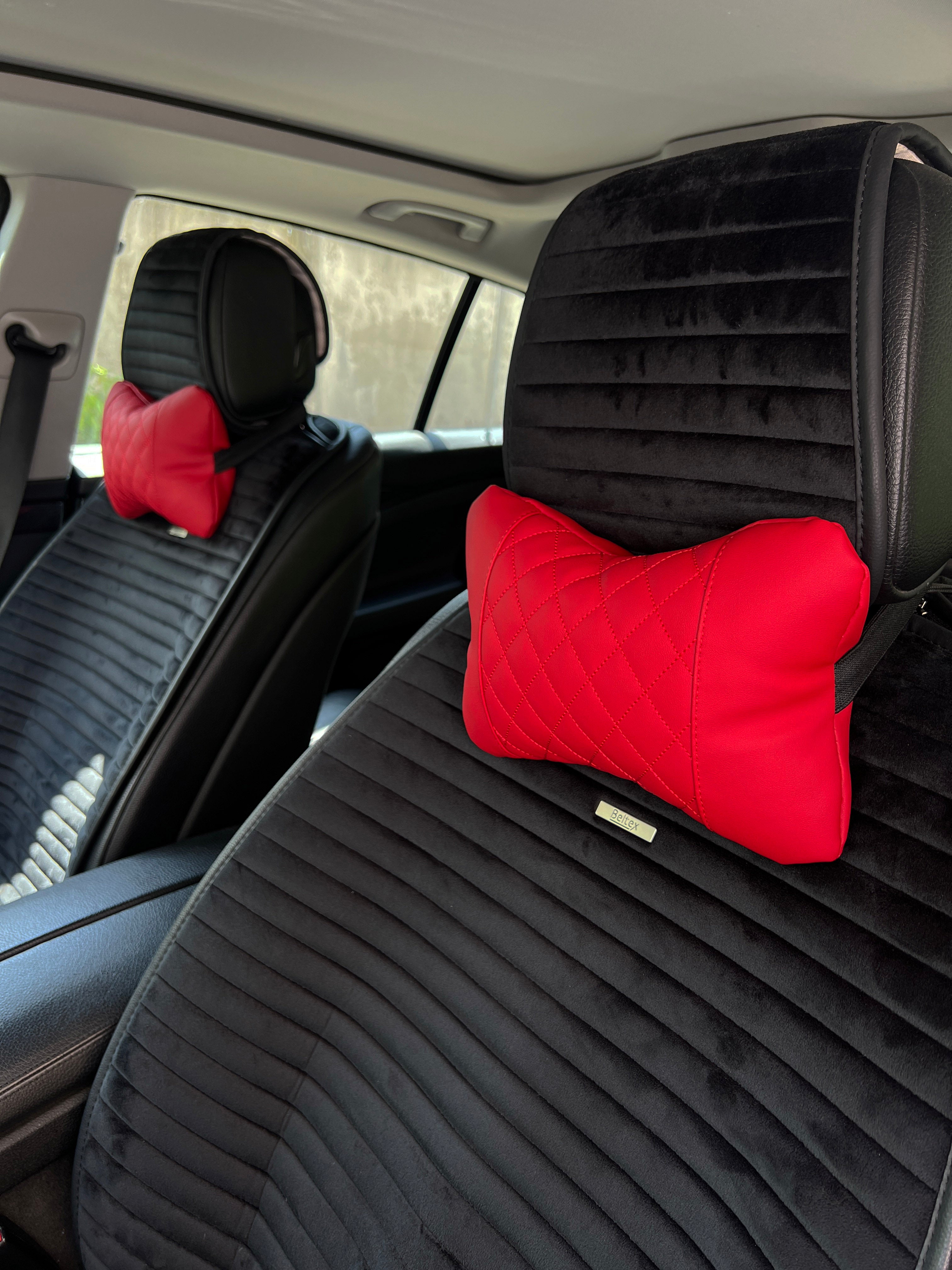 Car Neck Pillow Headrest 2 pcs Total Red