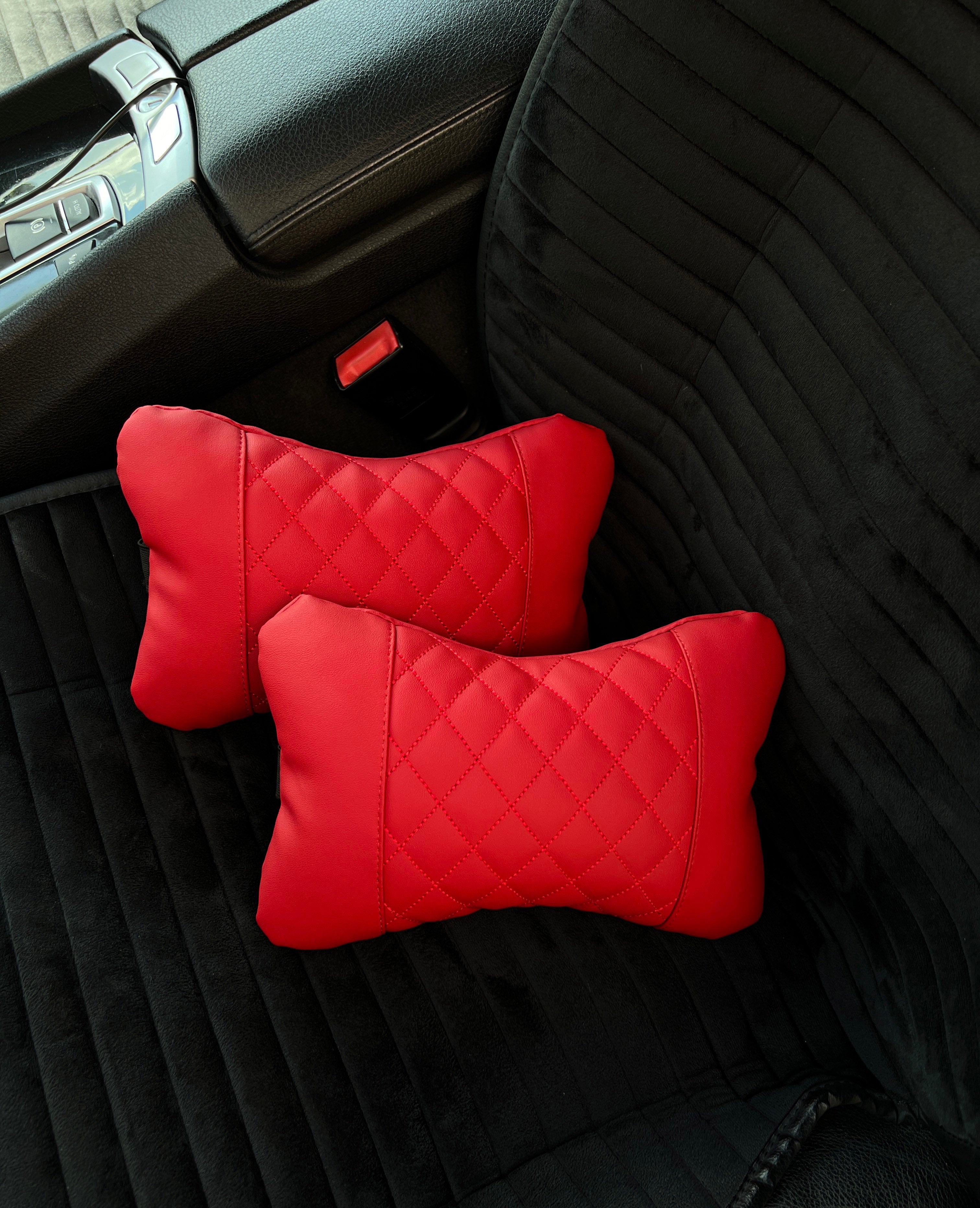 Car Neck Pillow Headrest 2 pcs Total Red