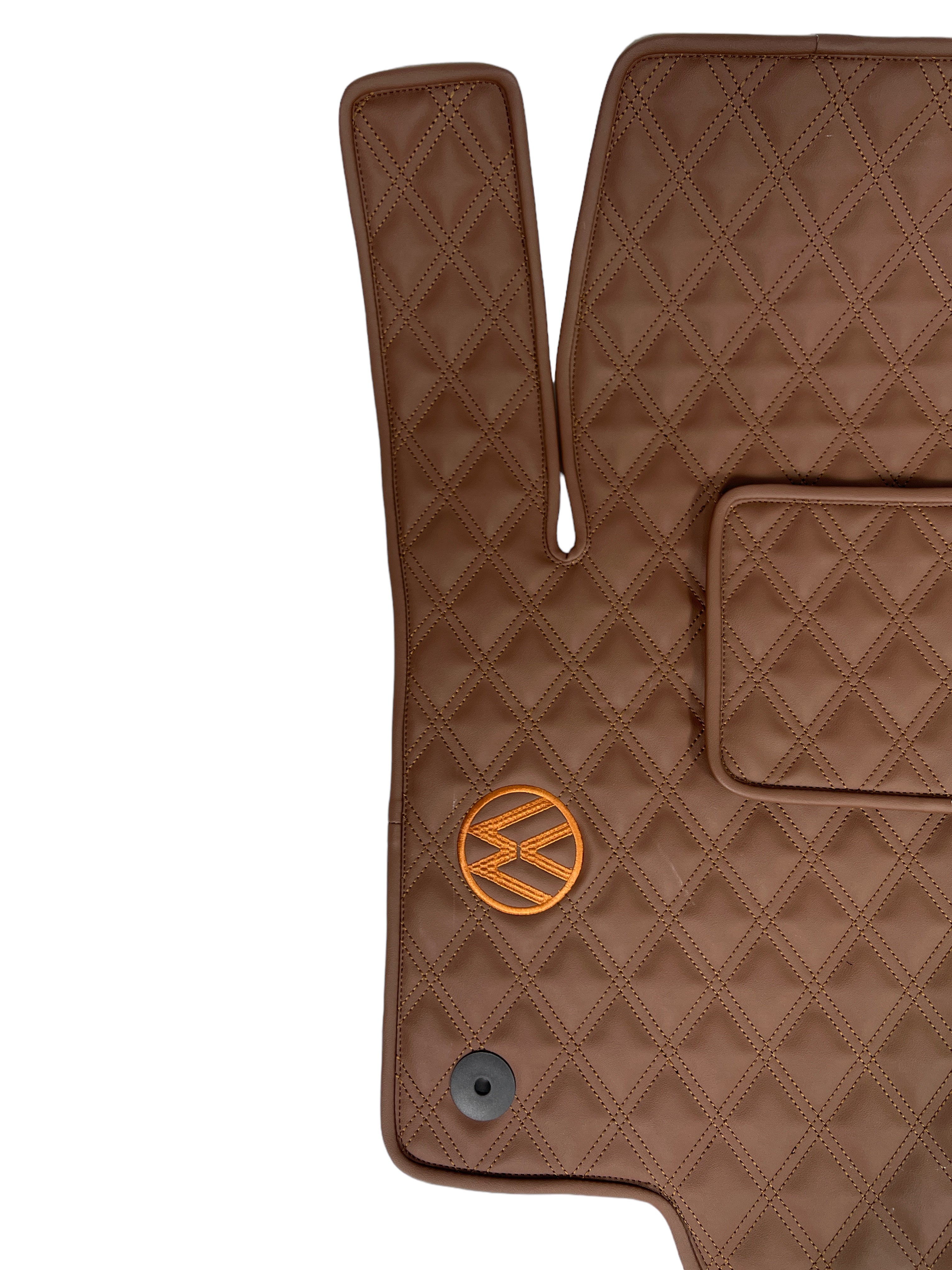 Car Floor Mats in "Double Rhombus" Design Brown with Orange Logo