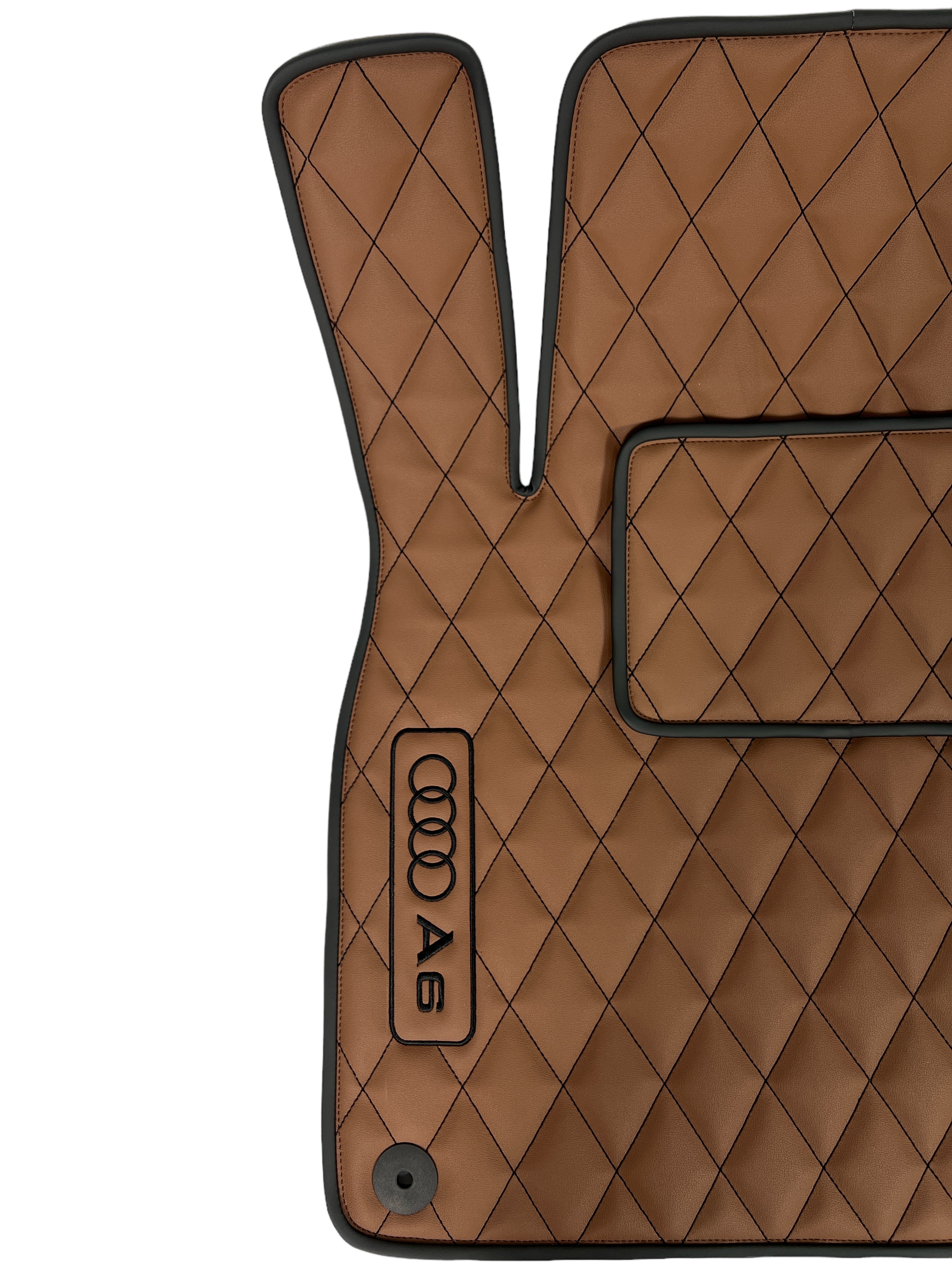 Car Floor Mats in "Rhombus" Design Brown with Black Stitching and Edging