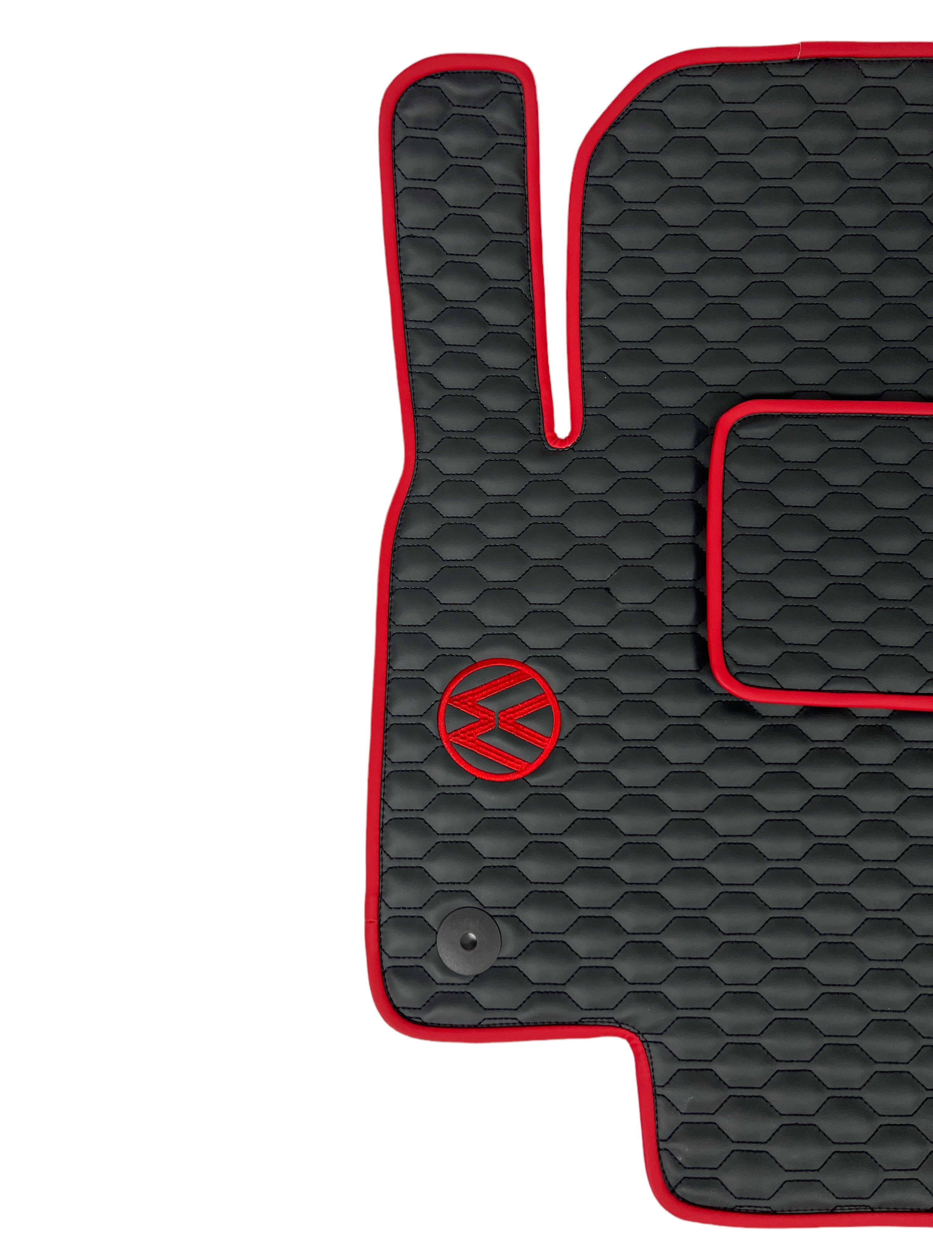 Car Floor Mats in "Small Comb" Design Black with Red Edging