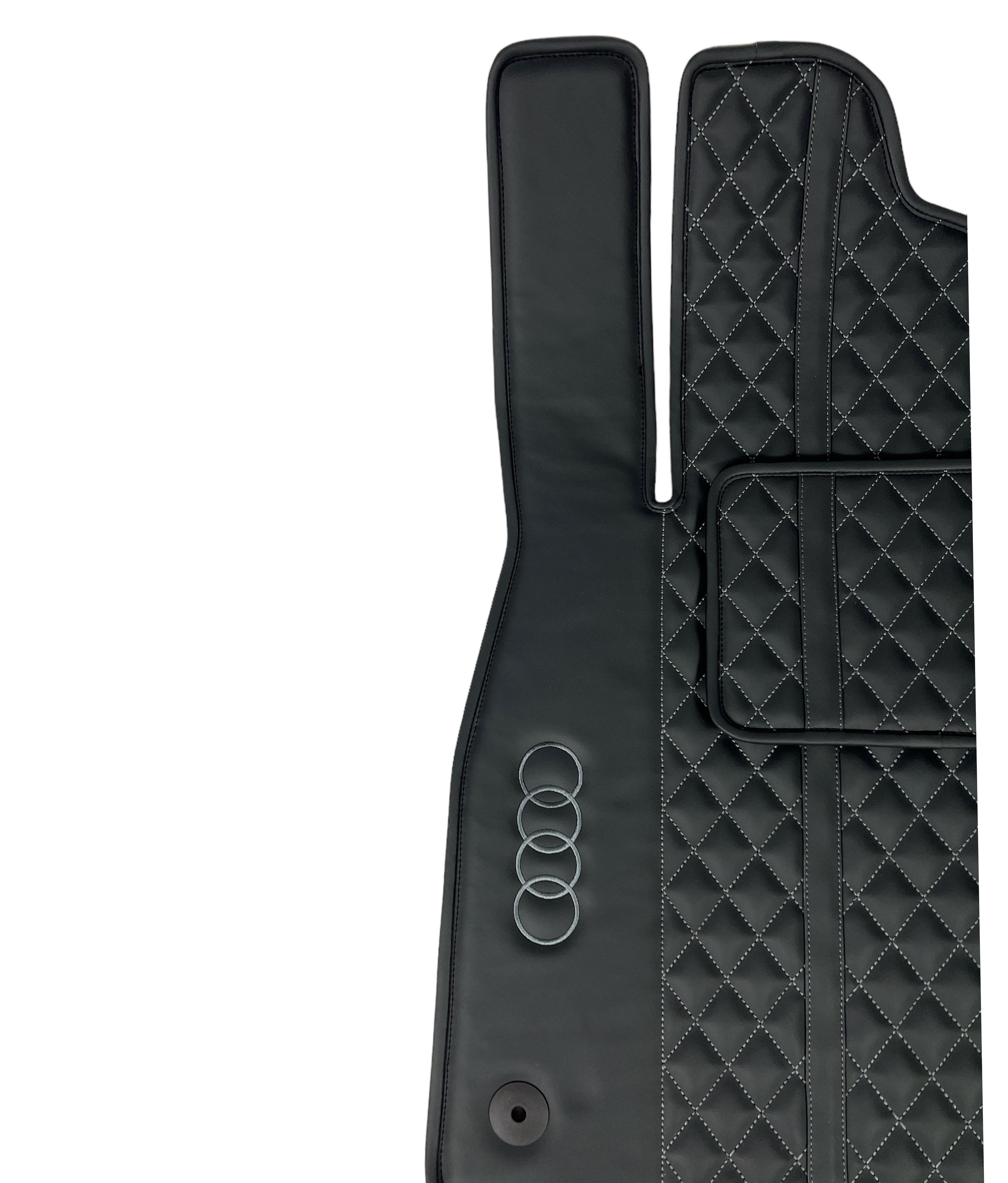 Car Floor Mats in "Highway" Design Black with Gray Stitching