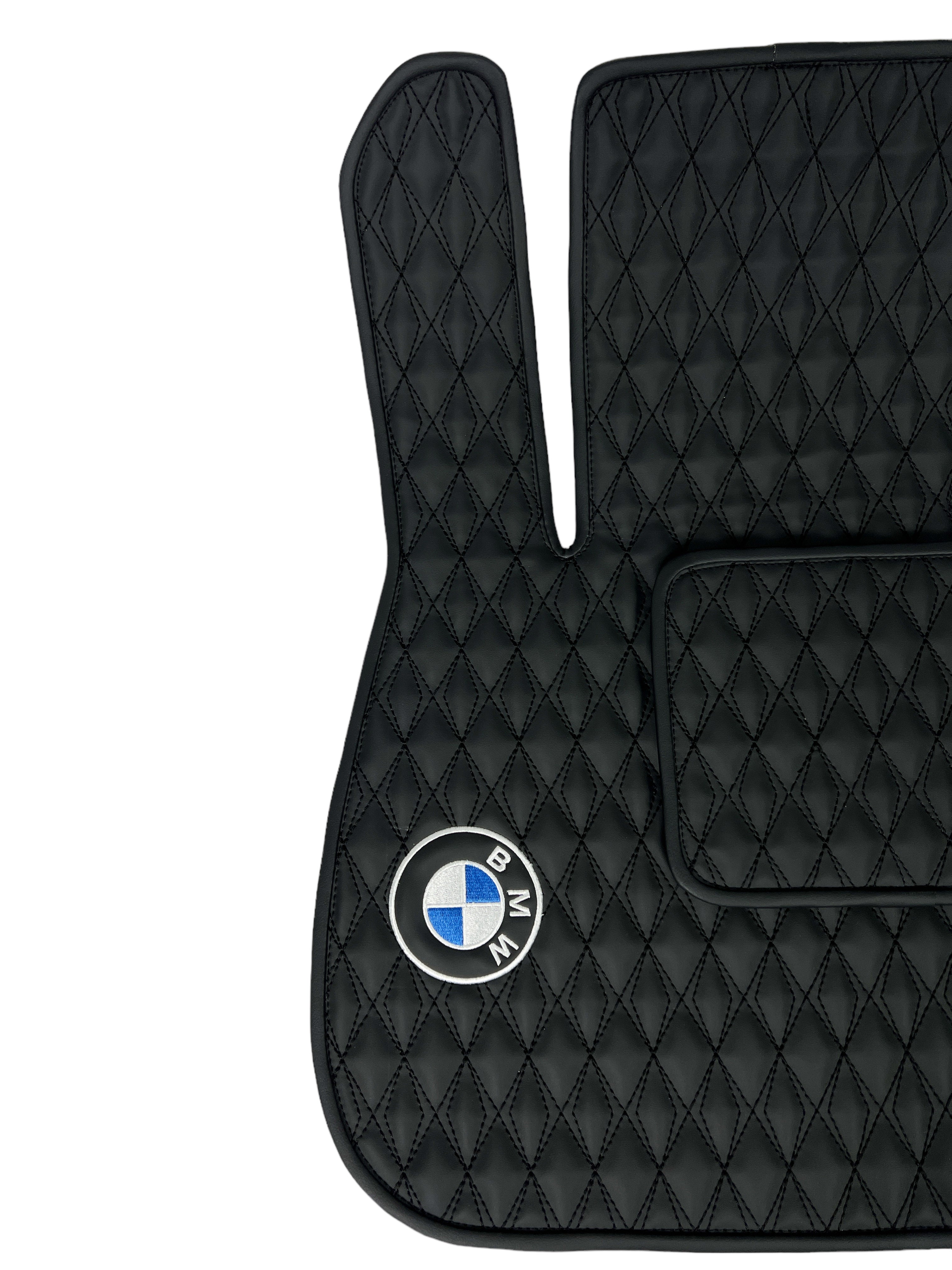 Car Floor Mats in "Diamond" Design Black with Black Stitching