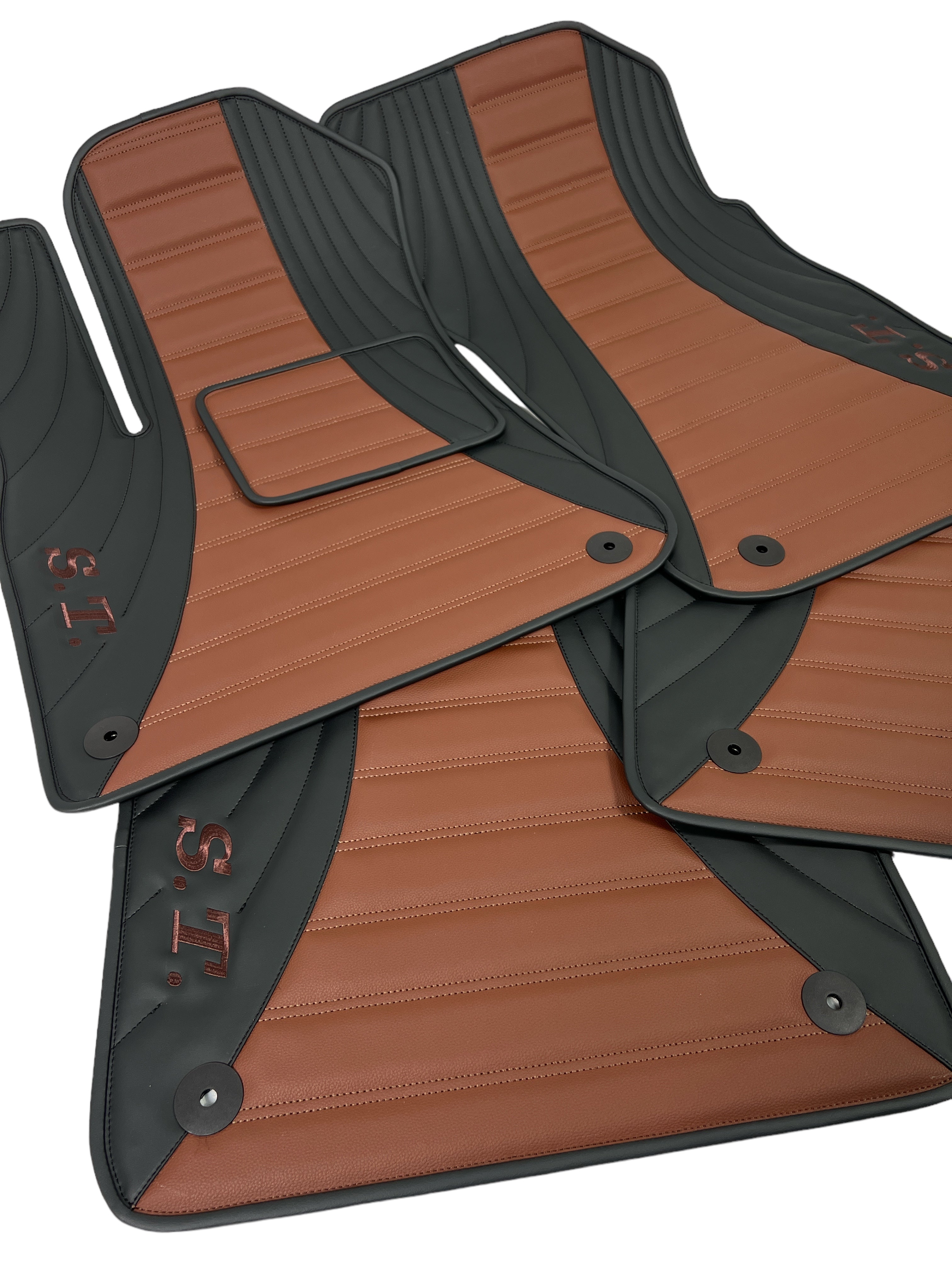 Car Floor Mats in "Figure Combination" Design Combined Black and Brown