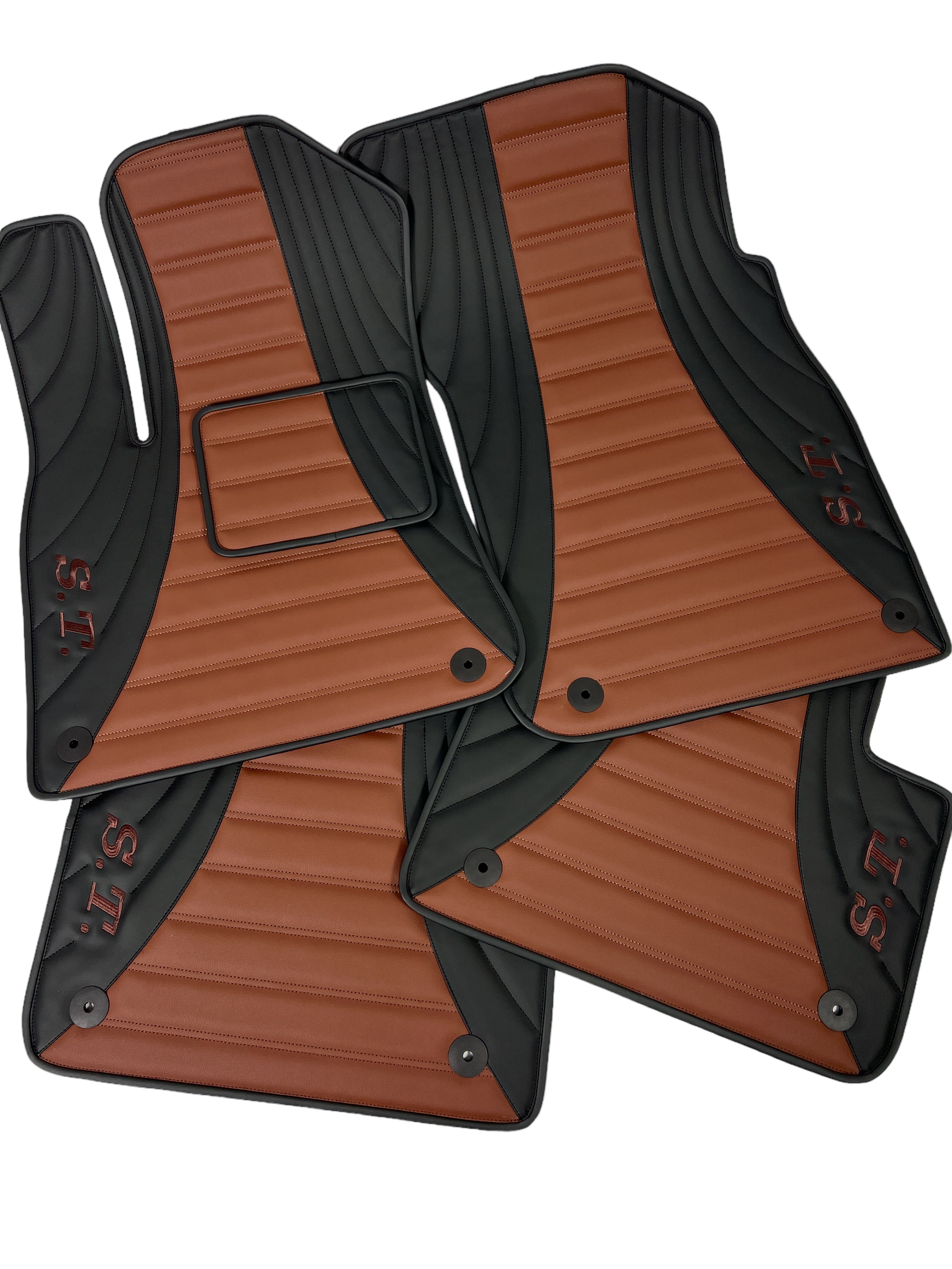 Car Floor Mats in "Figure Combination" Design Combined Black and Brown