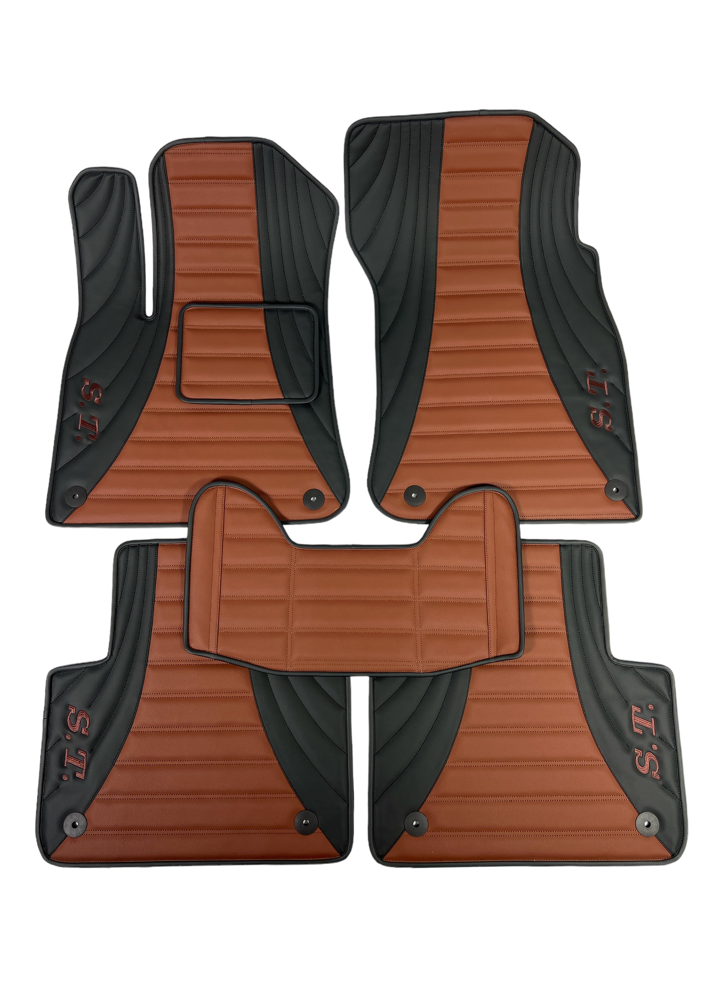 Car Floor Mats in "Figure Combination" Design Combined Black and Brown