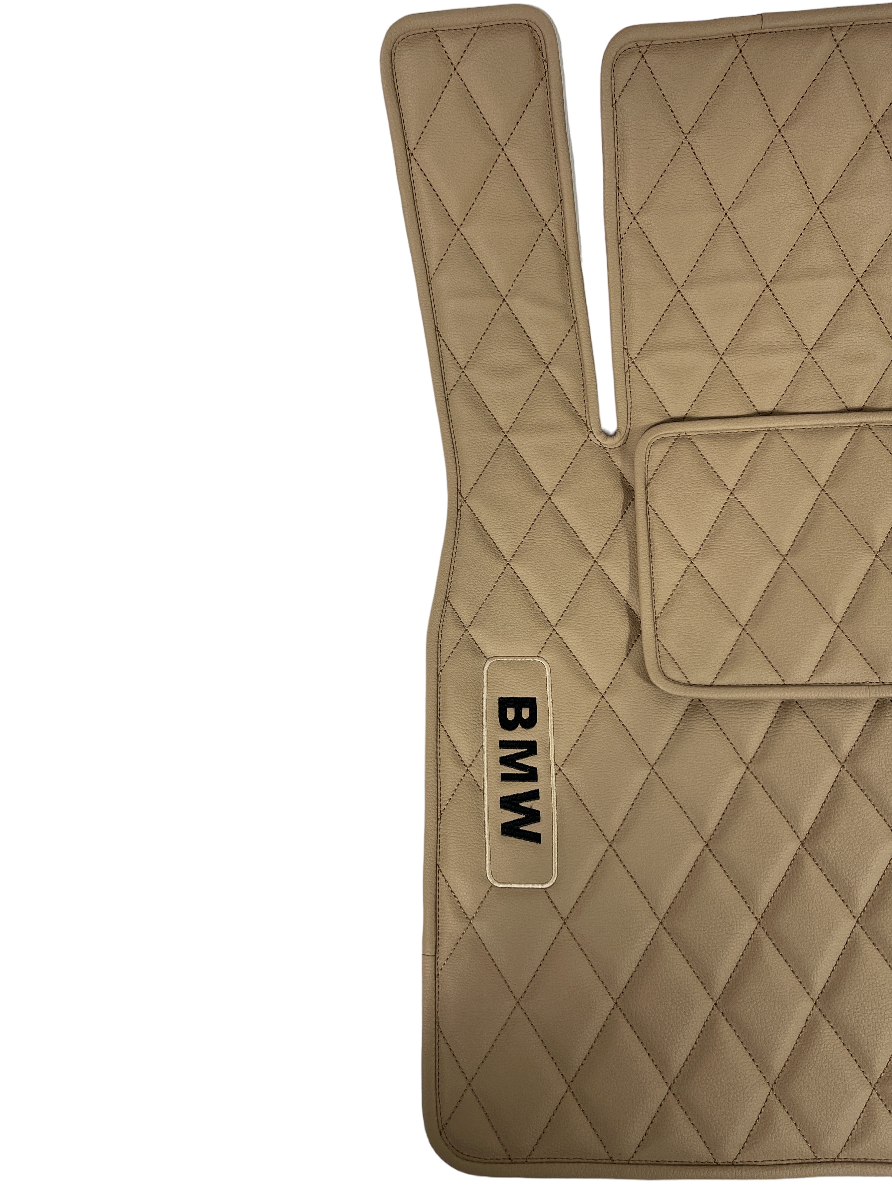 Car Floor Mats in "Rhombus" Design Beige with Black Embroidery