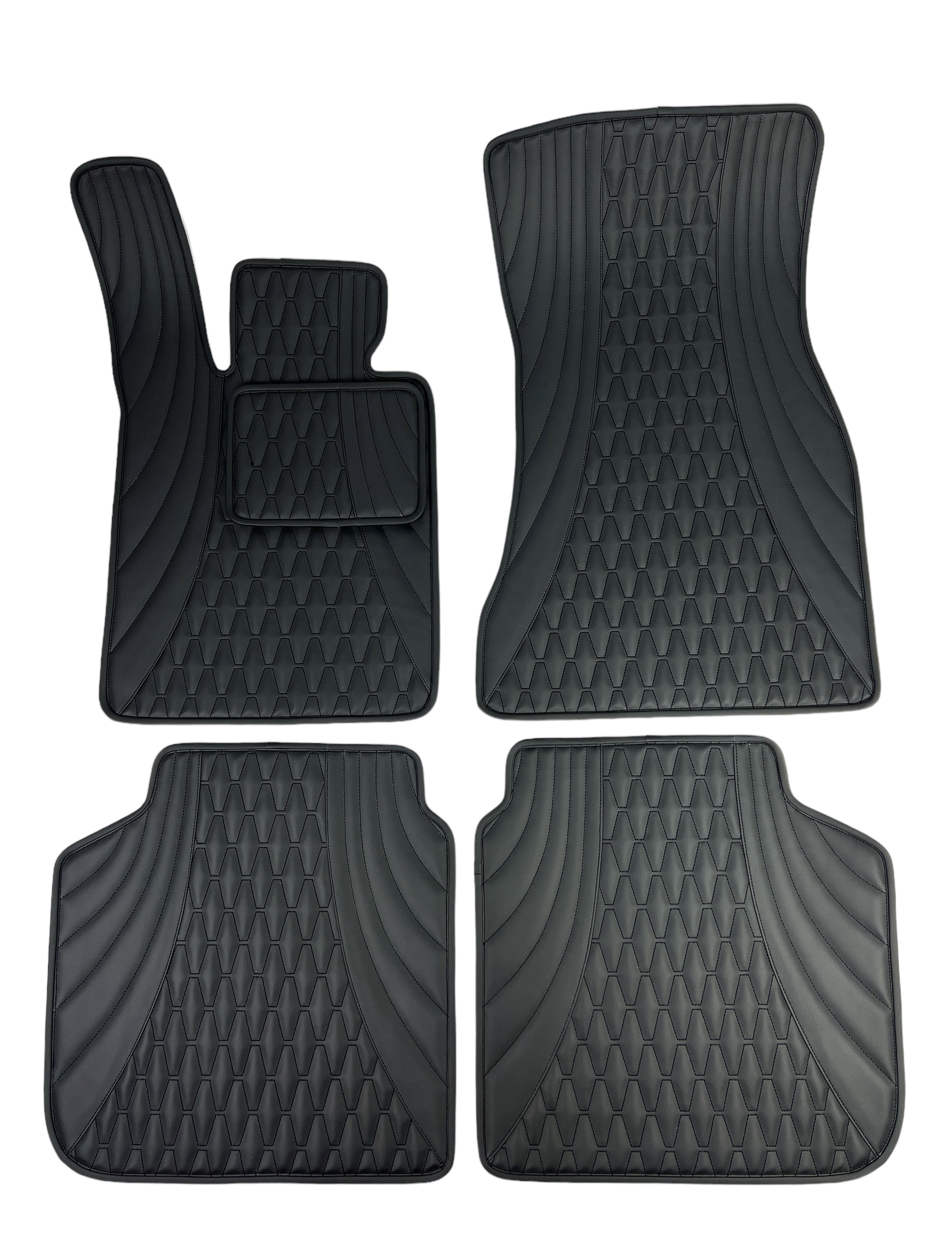 Car Floor Mats in "Figure Long Comb" Design Total Black