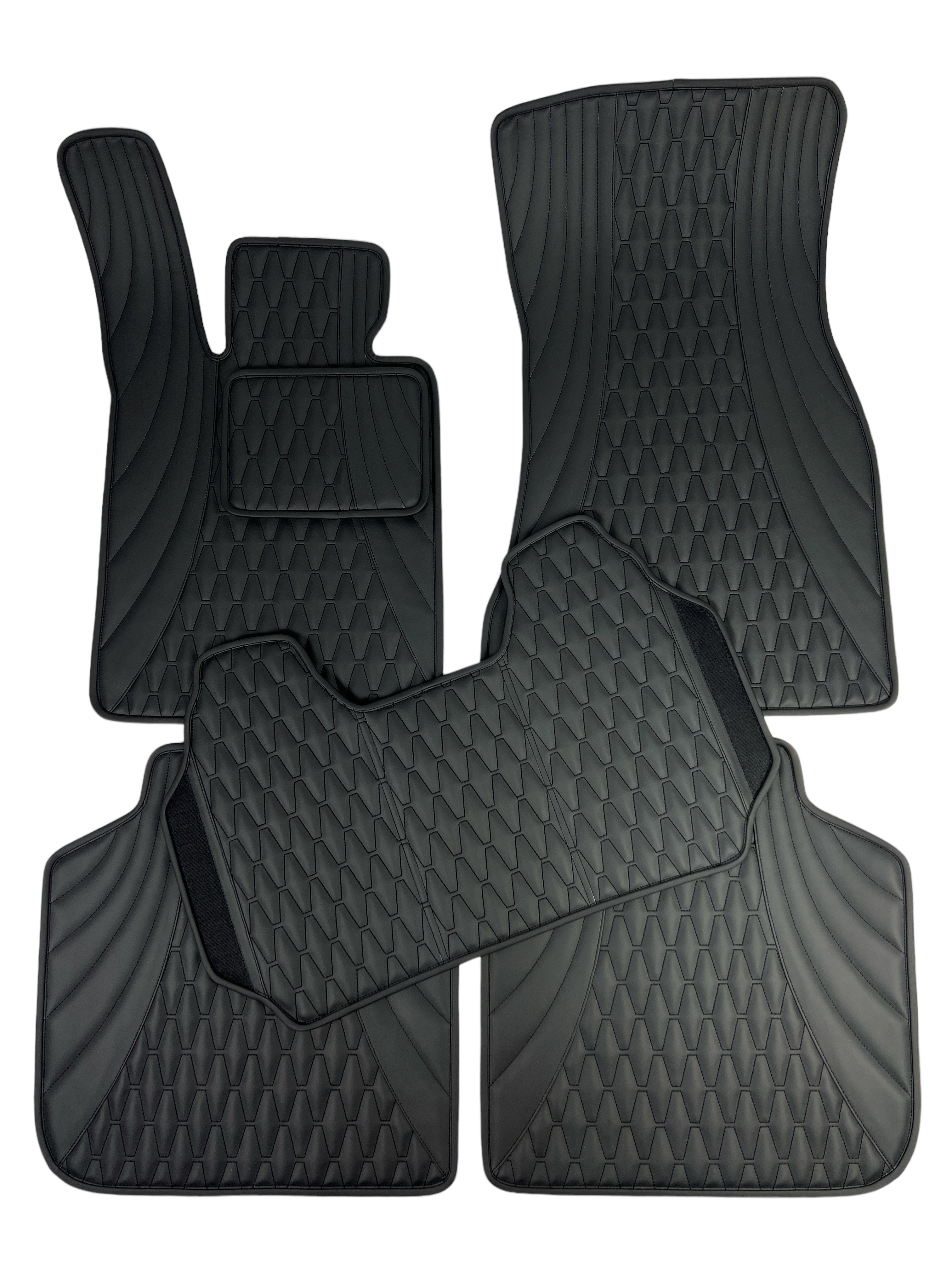 Car Floor Mats in "Figure Long Comb" Design Total Black