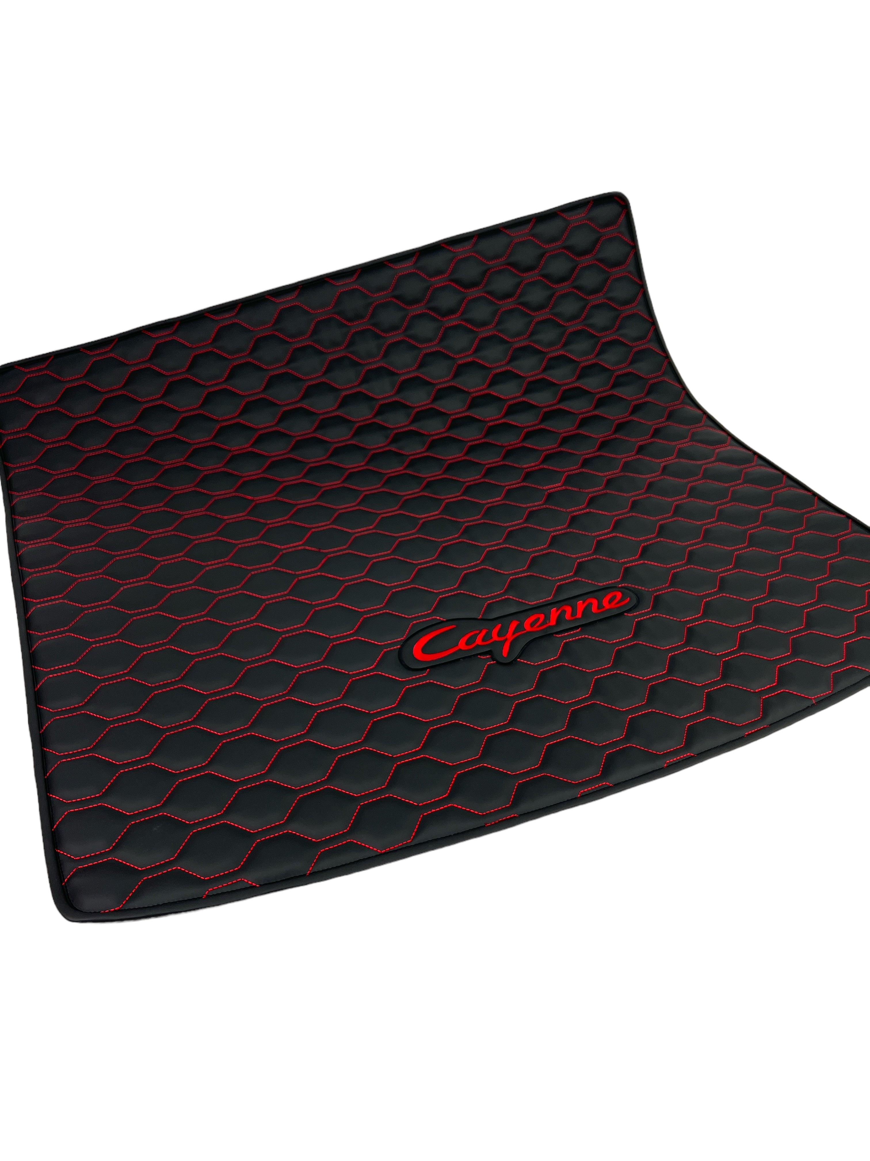 Trunk Mats in "Big comb" Design Black with Red Stitching