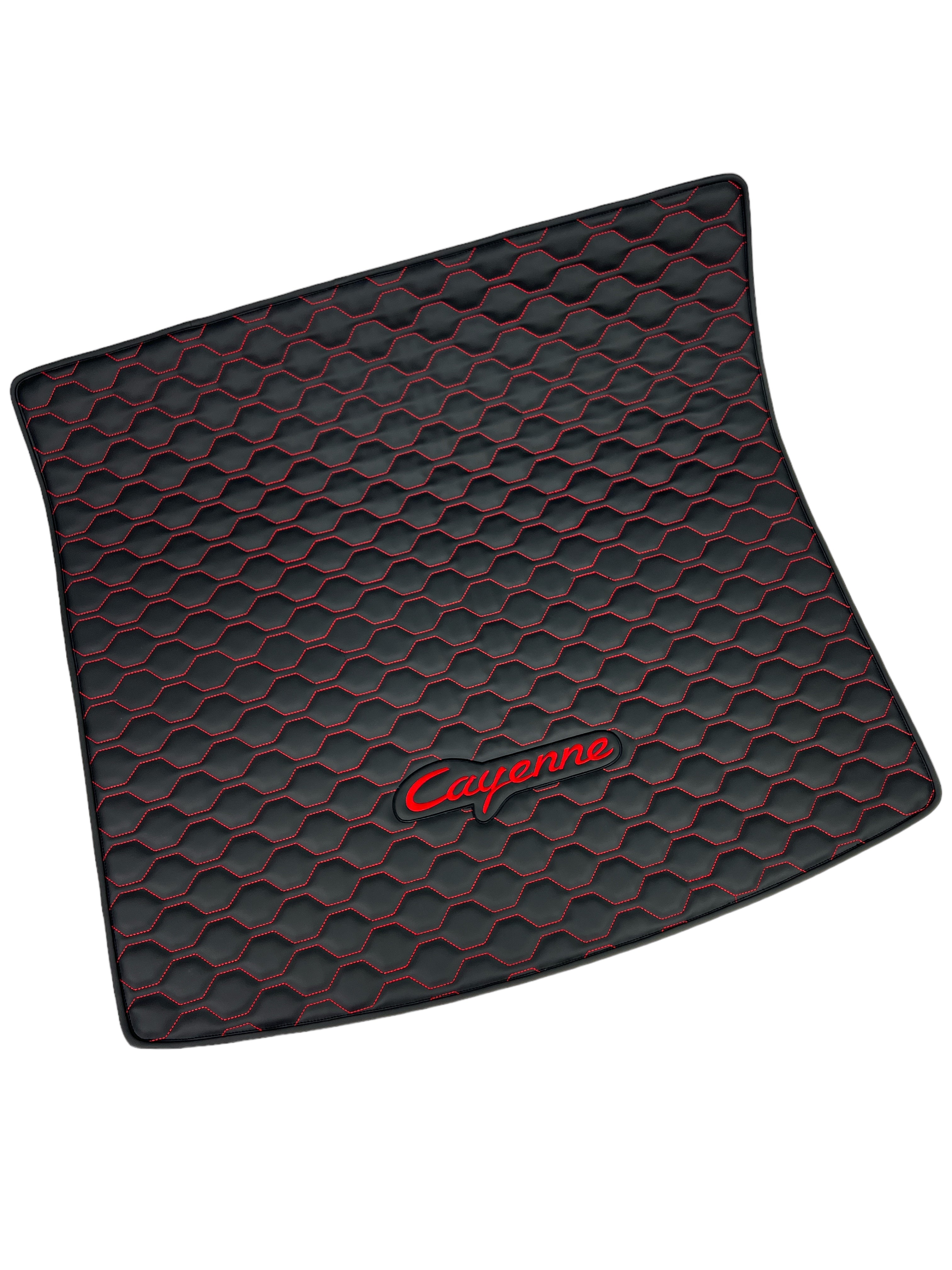 Trunk Mats in "Big comb" Design Black with Red Stitching