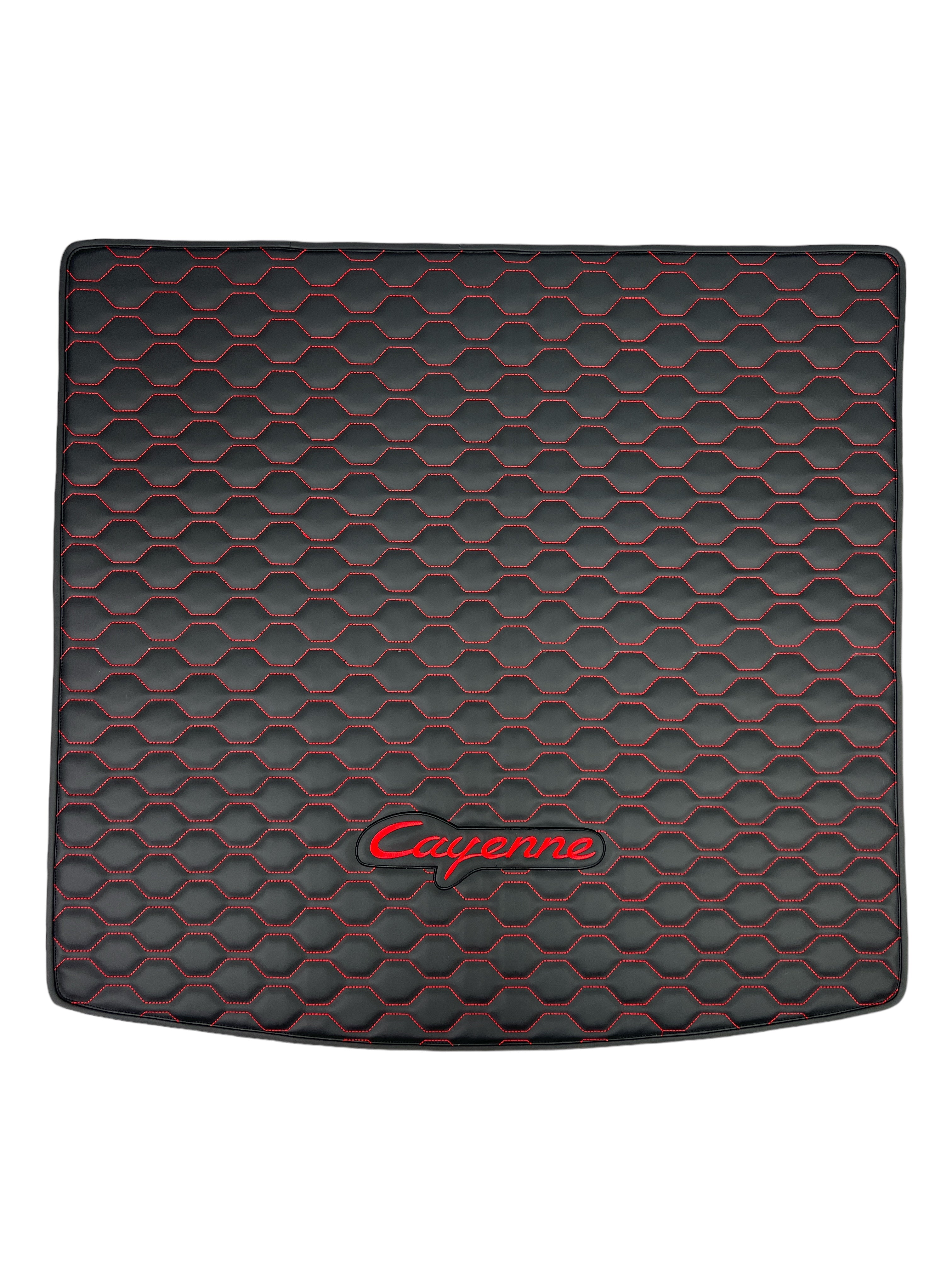 Trunk Mats in "Big comb" Design Black with Red Stitching