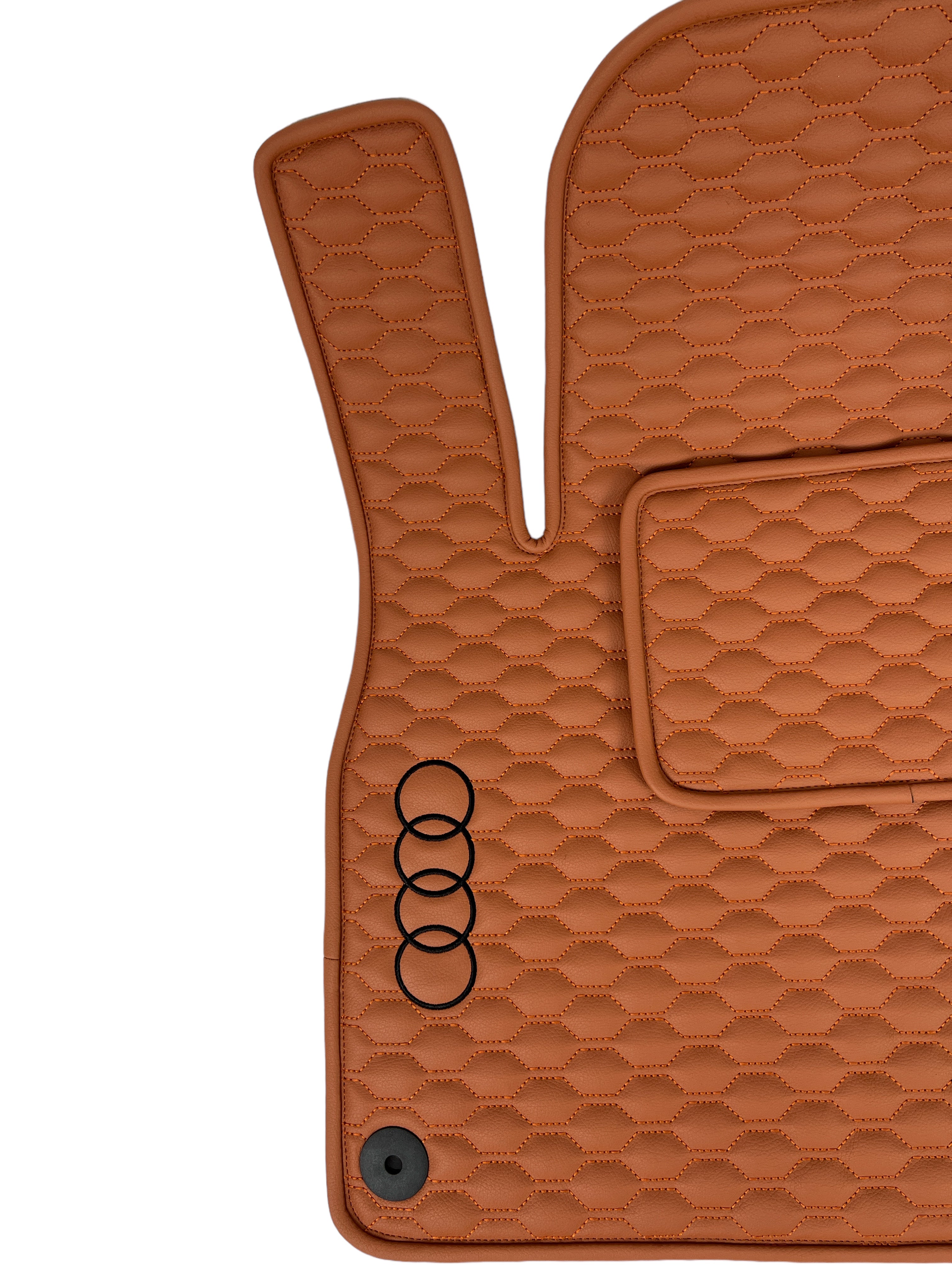 Car Floor Mats in "Small Comb" Design Light Brown with Black Logo