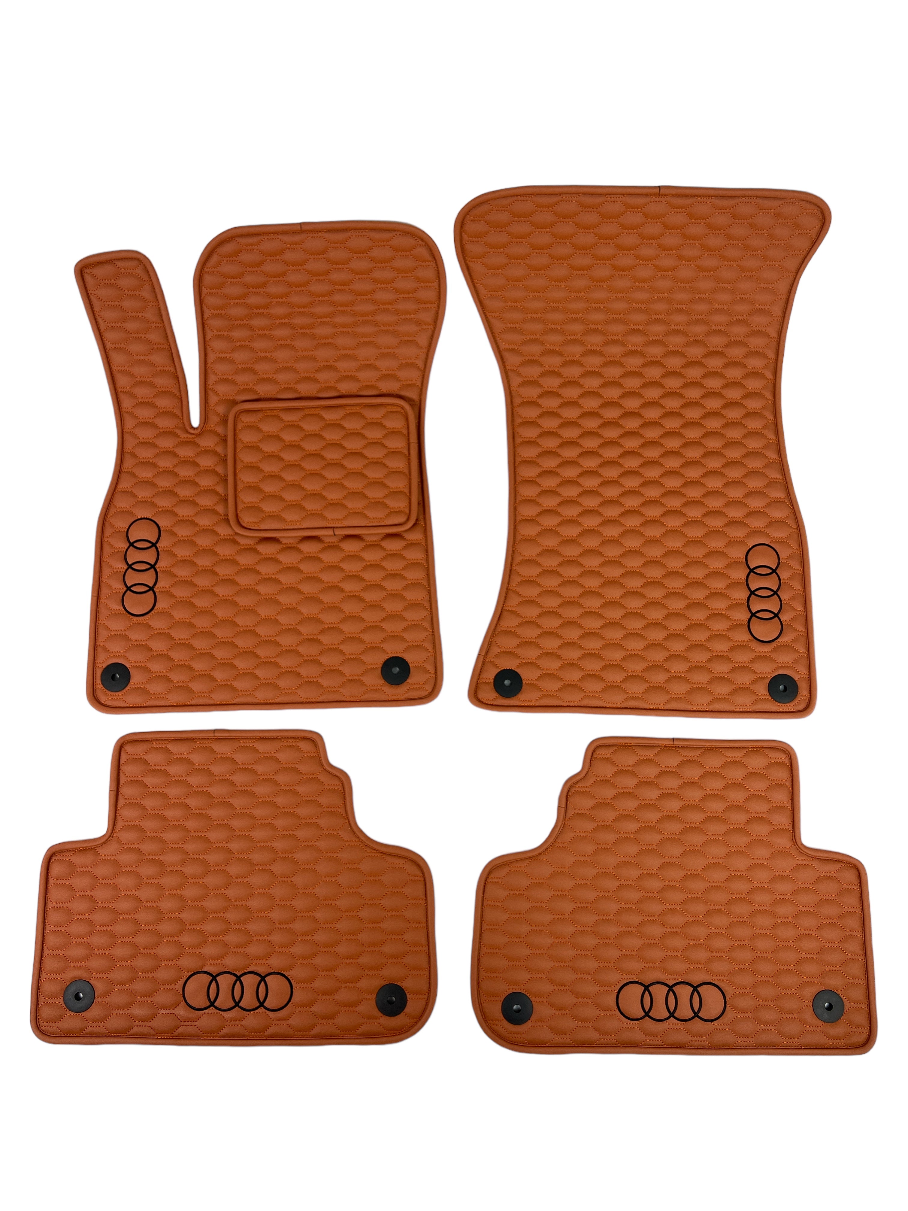 Car Floor Mats in "Small Comb" Design Light Brown with Black Logo