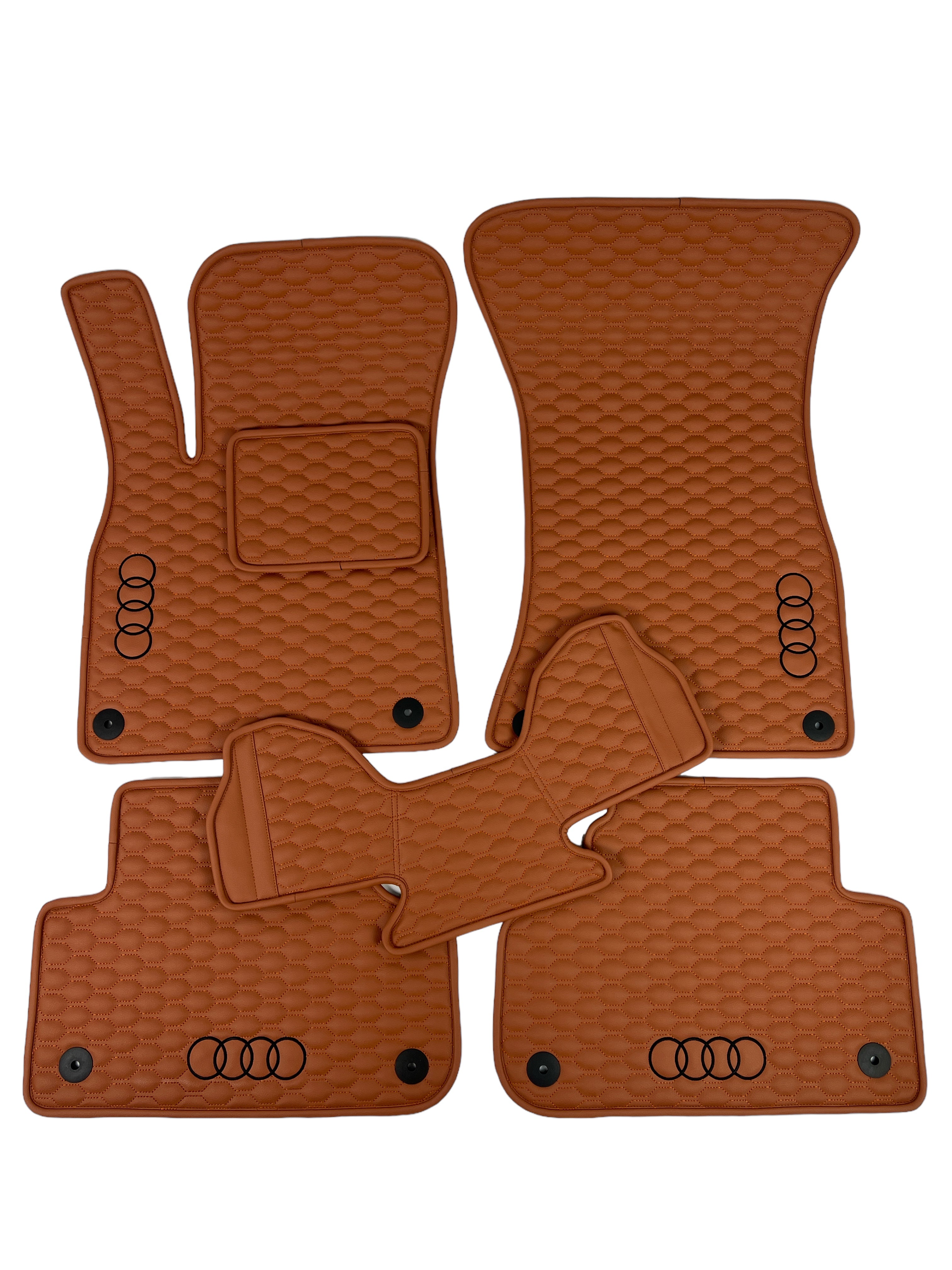 Car Floor Mats in "Small Comb" Design Light Brown with Black Logo