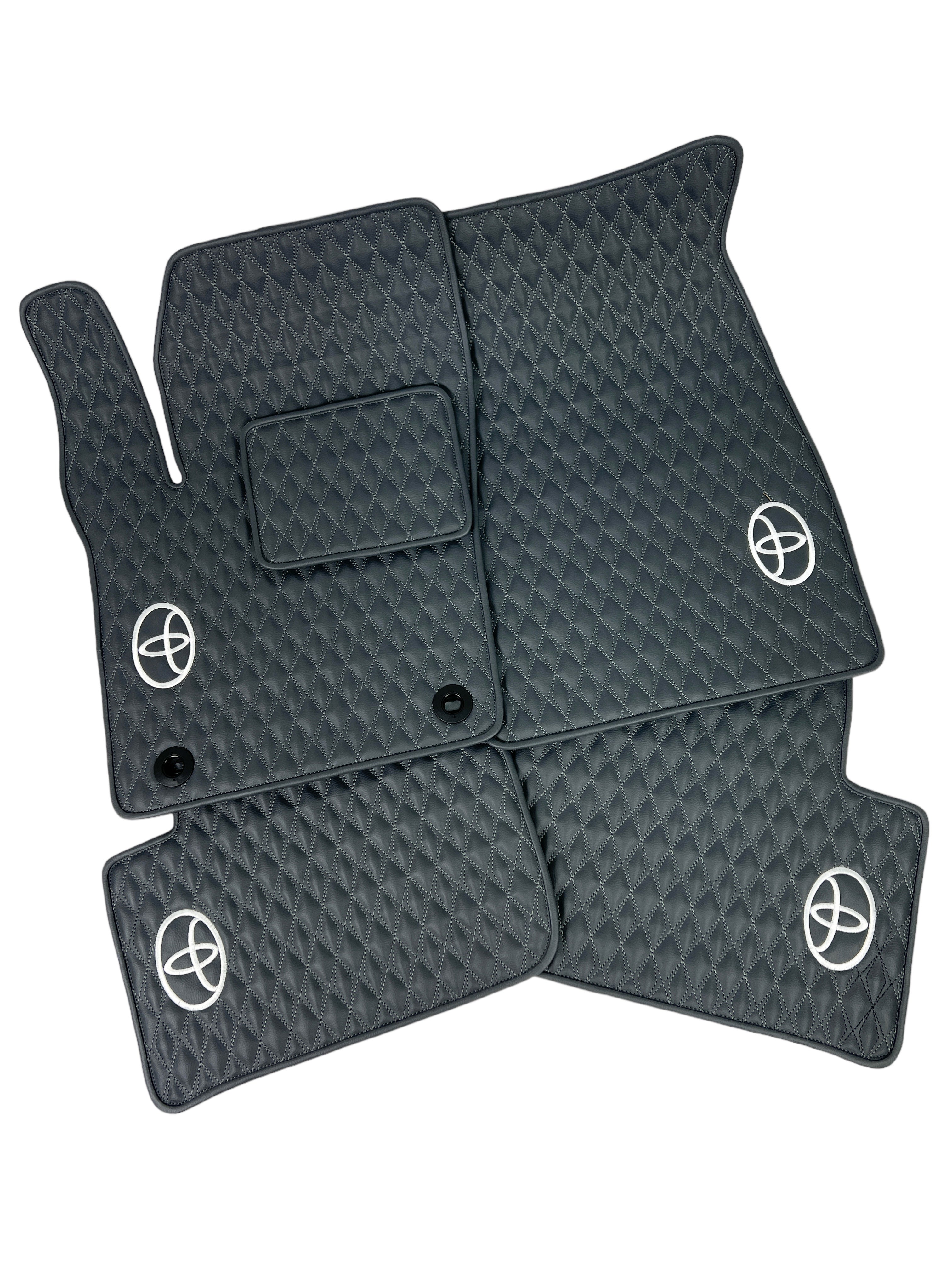 Car Floor Mats in "Diamond" Design Gray with Light Gray Stitching