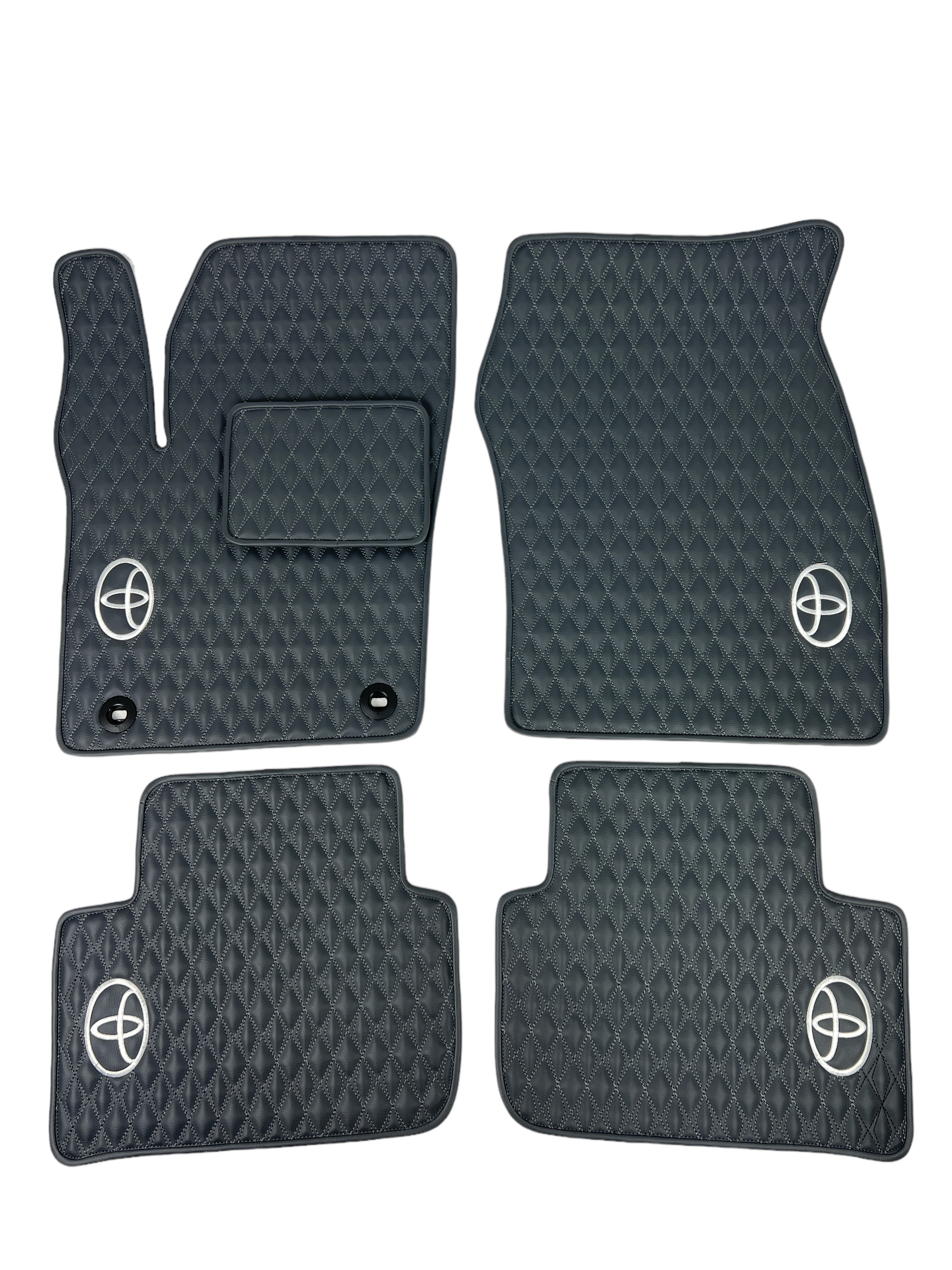 Car Floor Mats in "Diamond" Design Gray with Light Gray Stitching