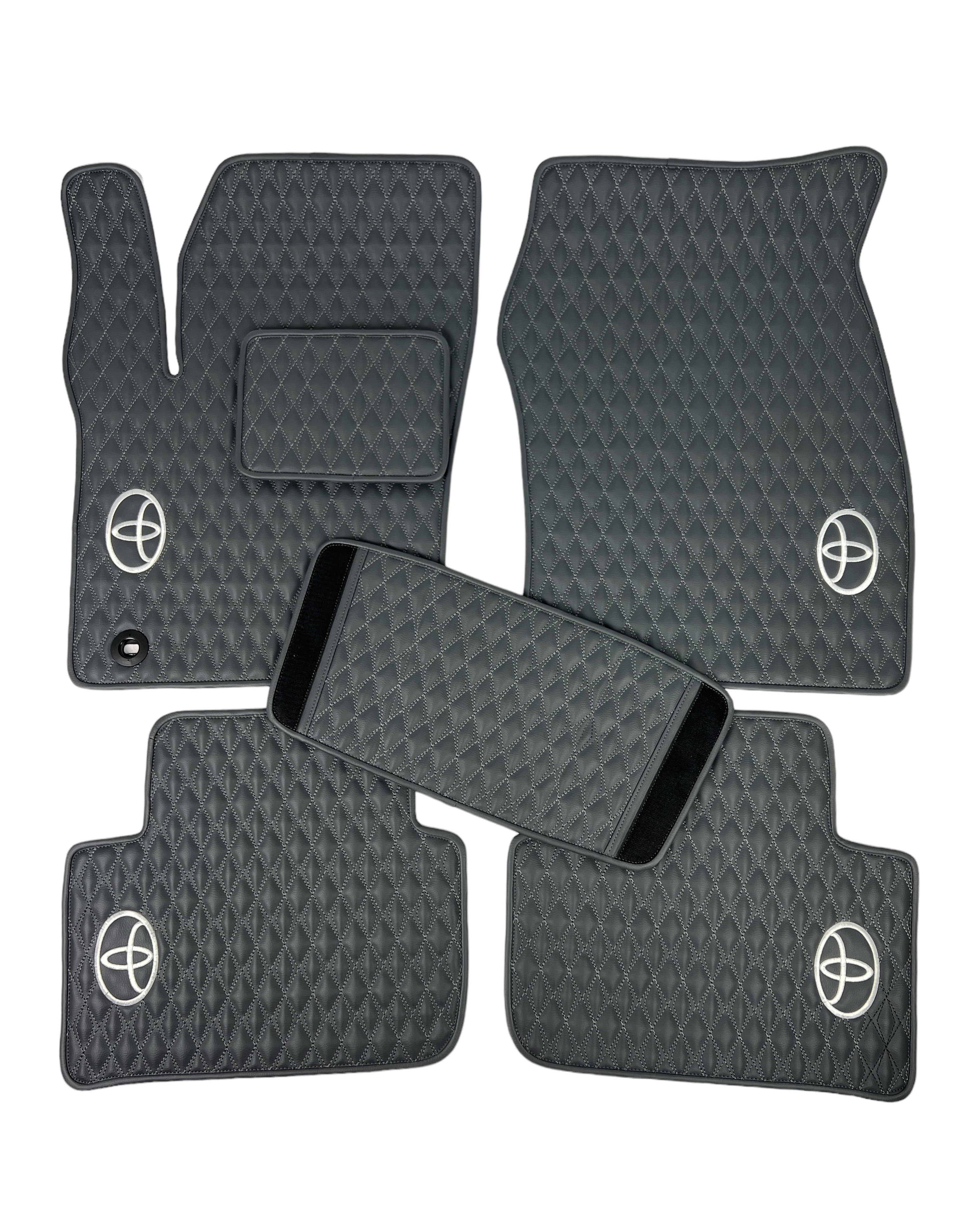 Car Floor Mats in "Diamond" Design Gray with Light Gray Stitching