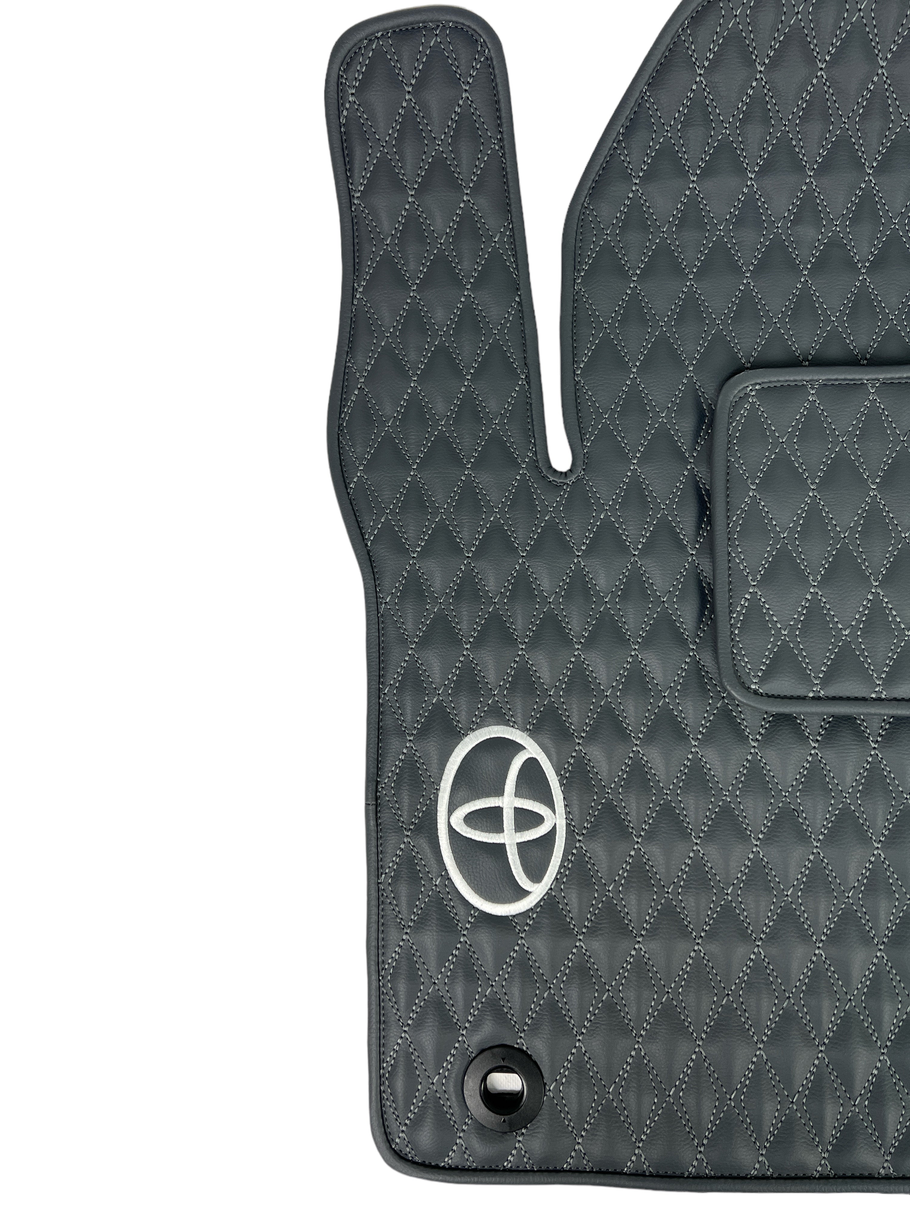 Car Floor Mats in "Diamond" Design Gray with Light Gray Stitching