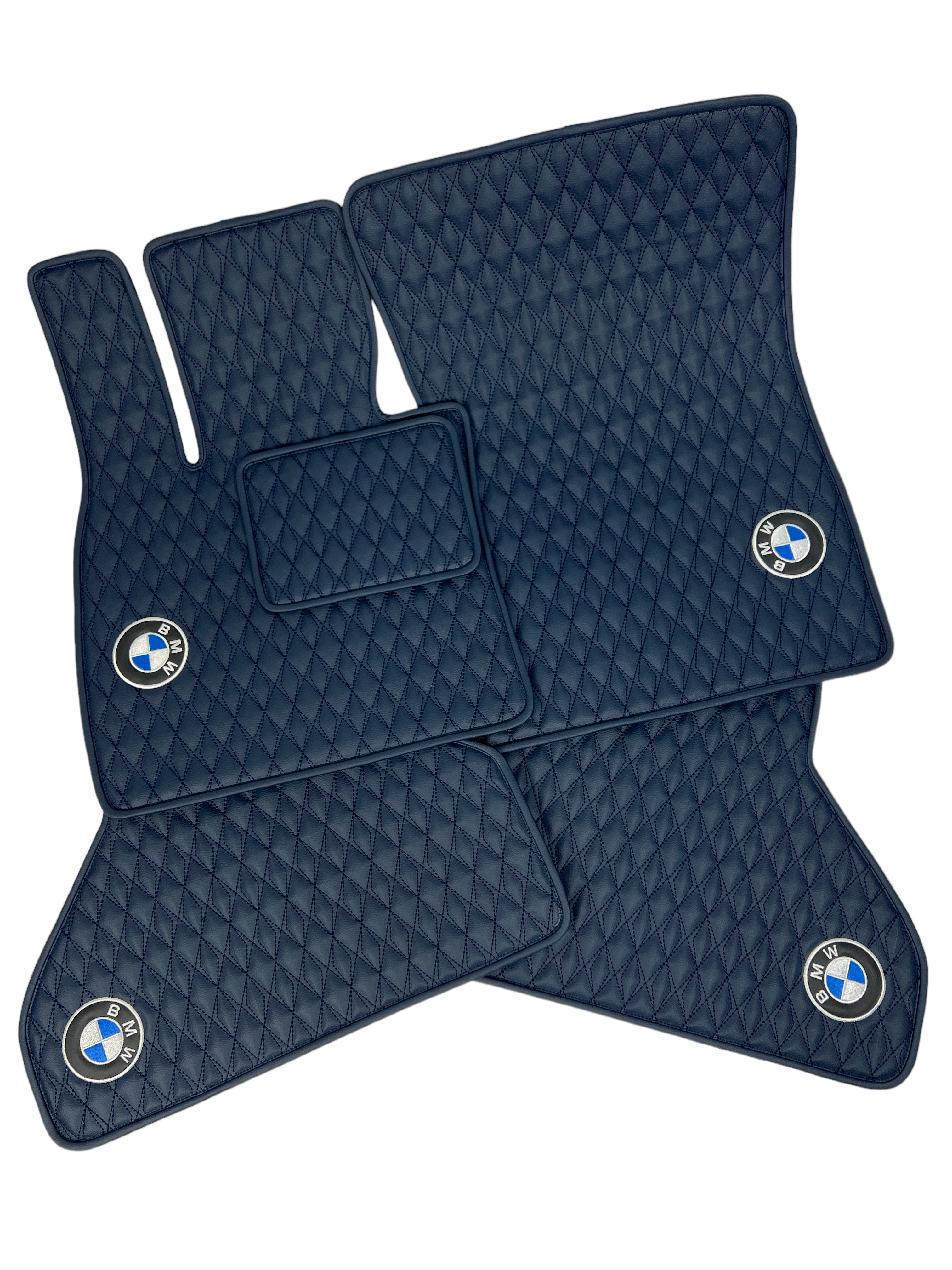 Car Floor Mats in "Diamond" Design Navy with Navy Stitching