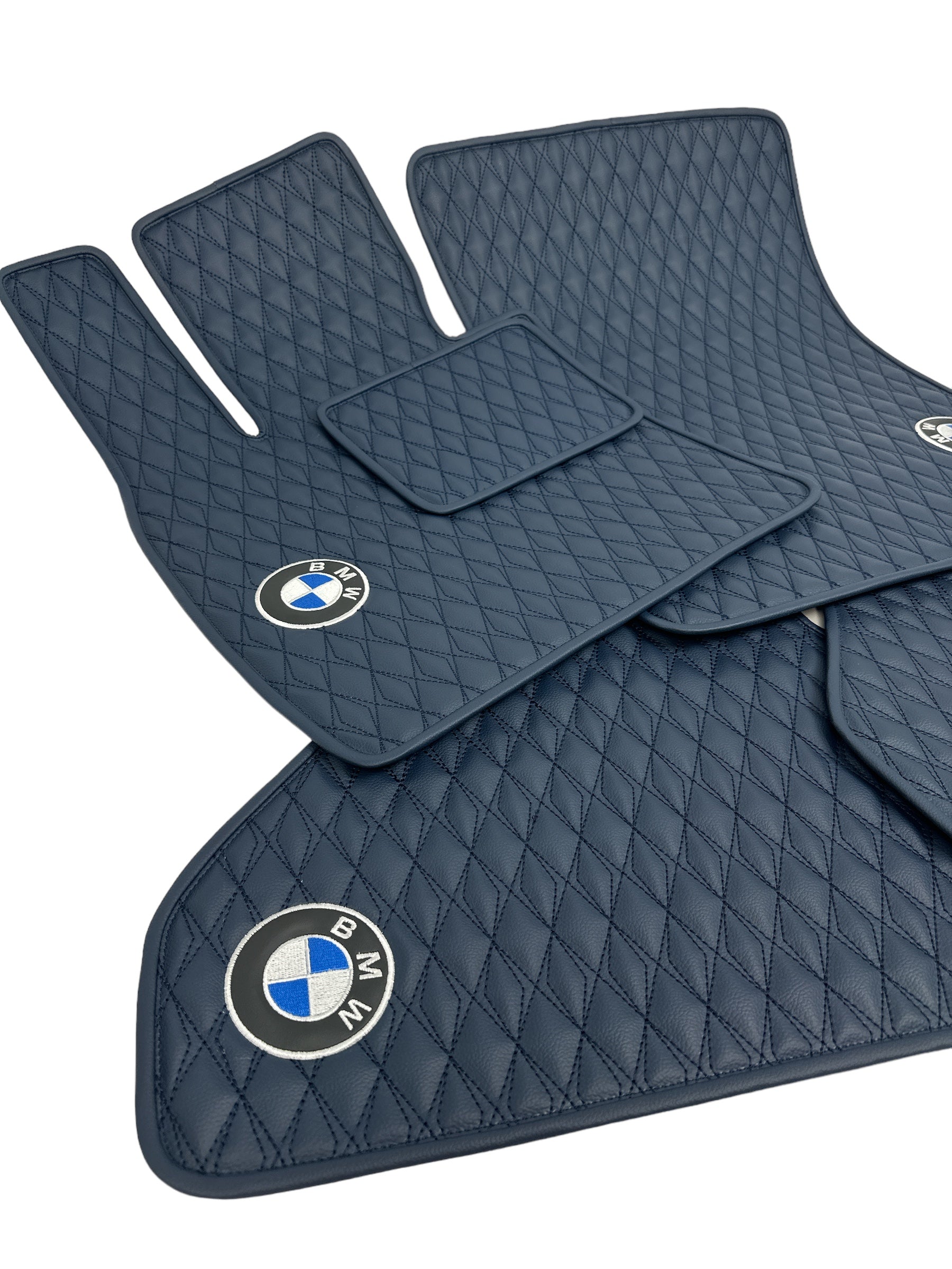 Car Floor Mats in "Diamond" Design Navy with Navy Stitching