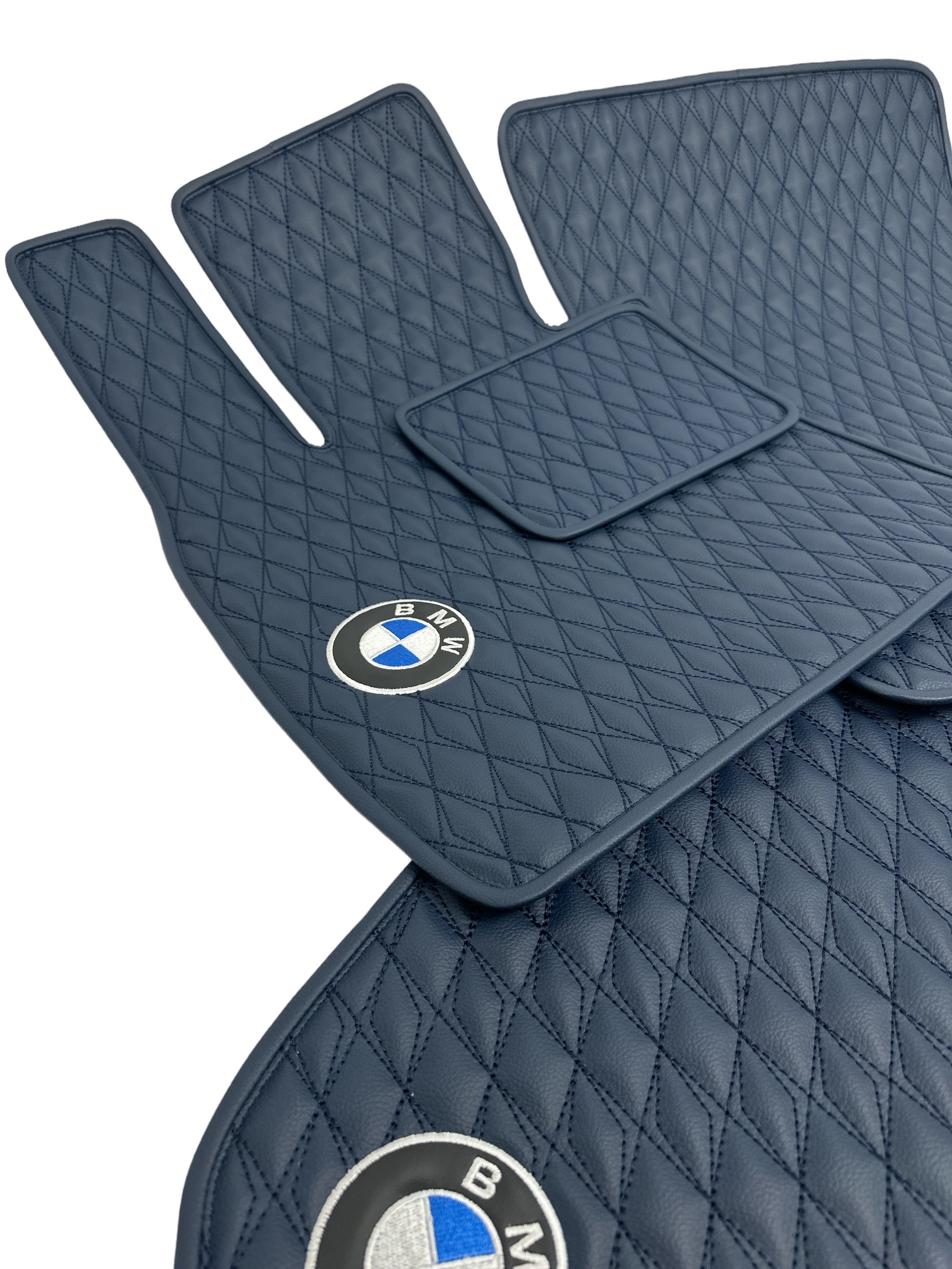 Car Floor Mats in "Diamond" Design Navy with Navy Stitching