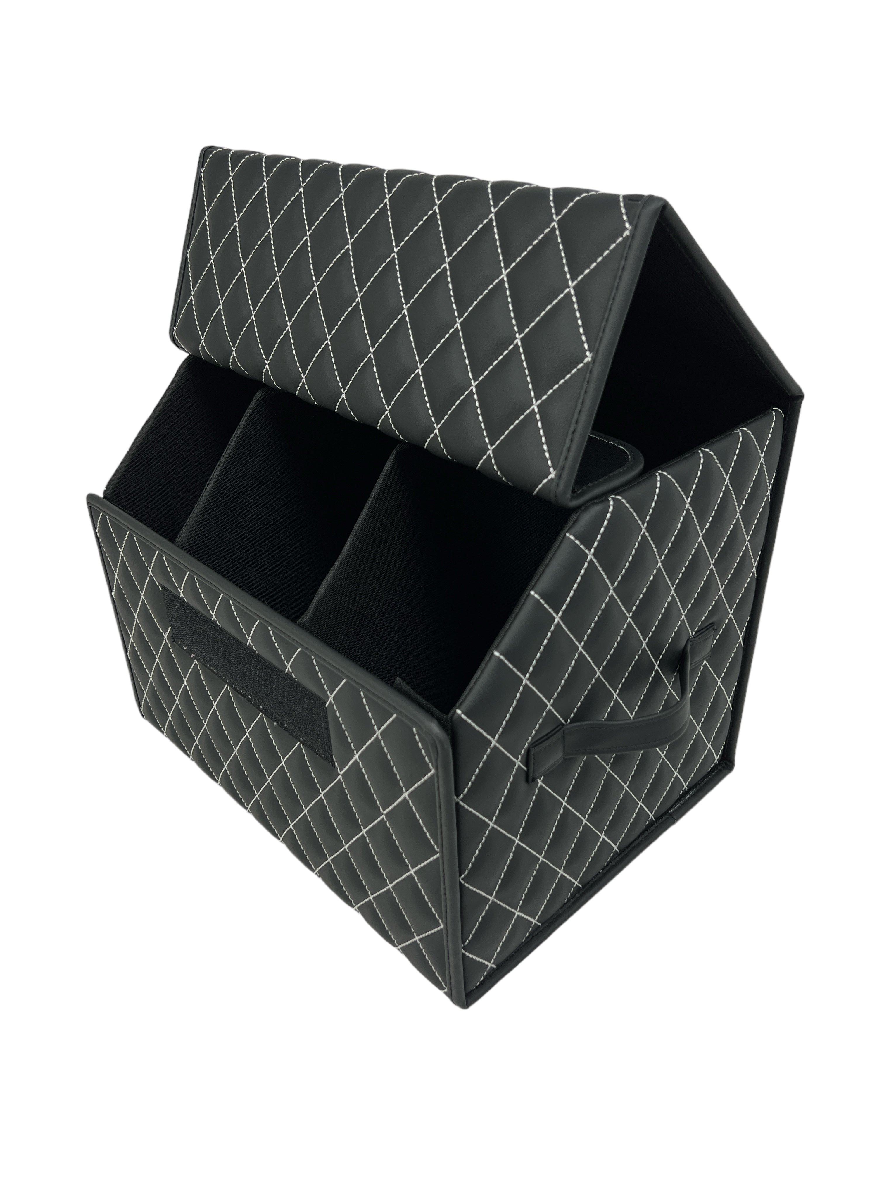 Organizer in the "Rhombus" design Black with White Stitching