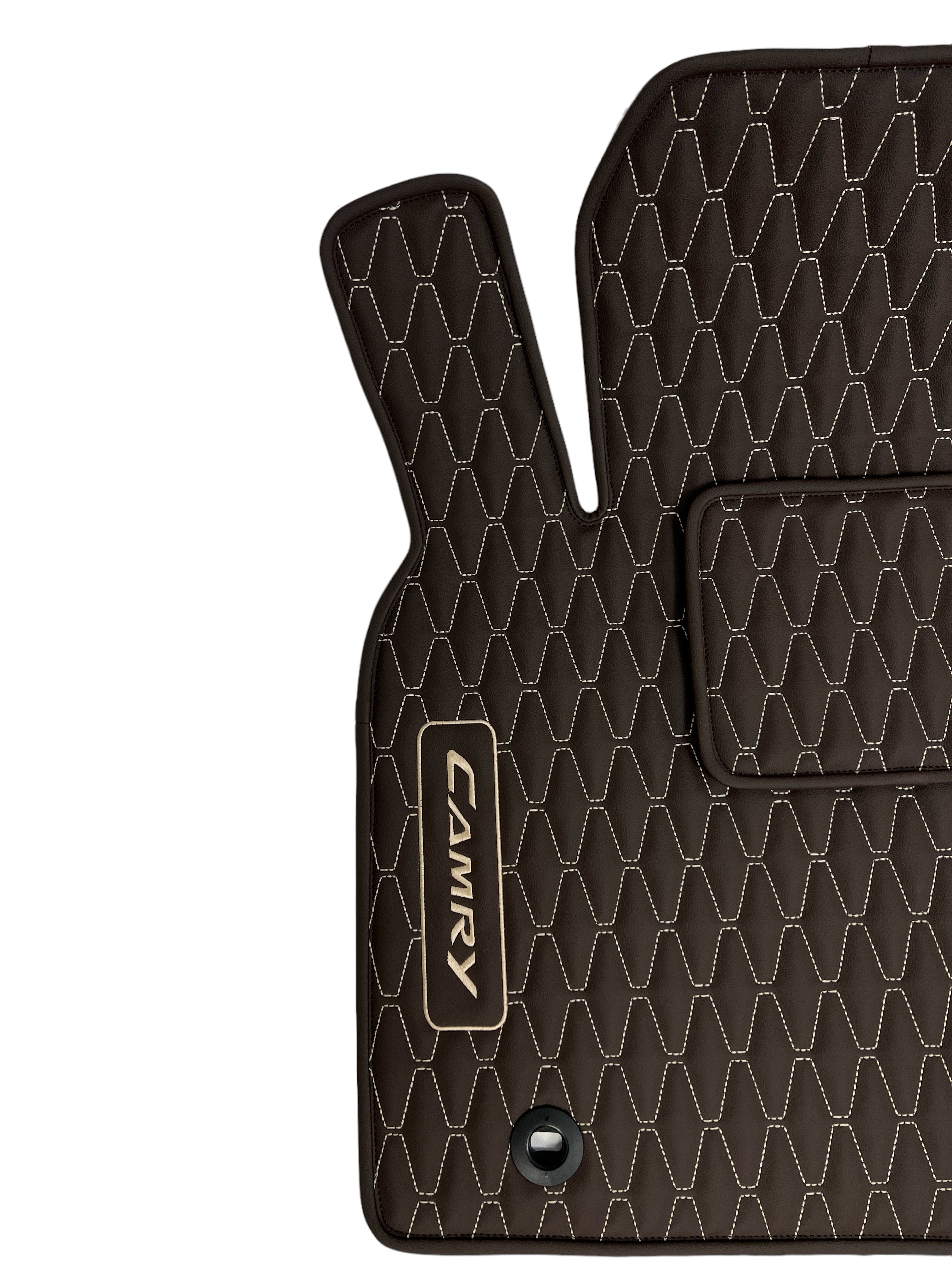 Car Floor Mats in "Long Comb" Design Brown with Beige Stitching