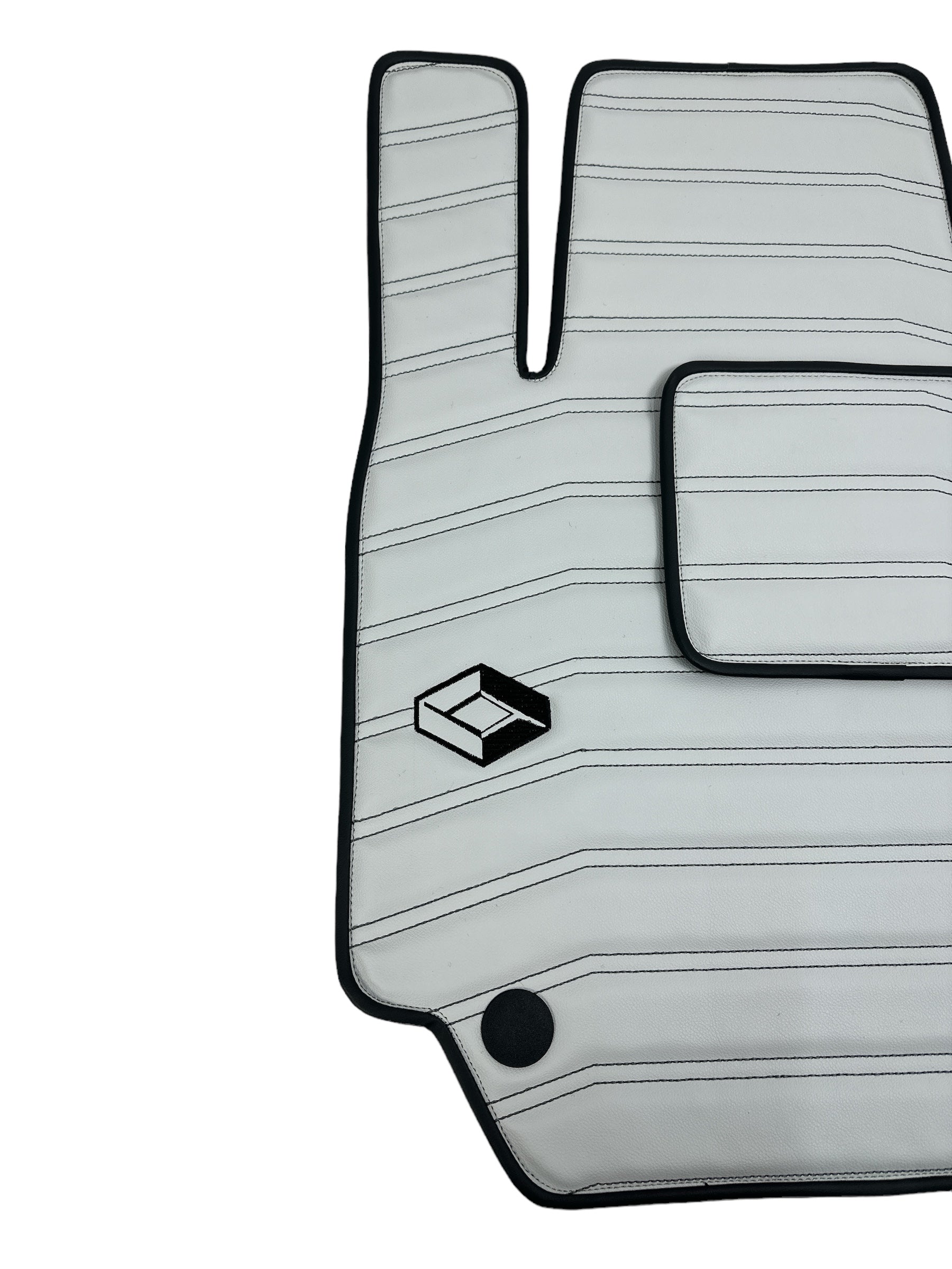 Car Floor Mats in "Double Staple" Design Light Gray with Black Stitching