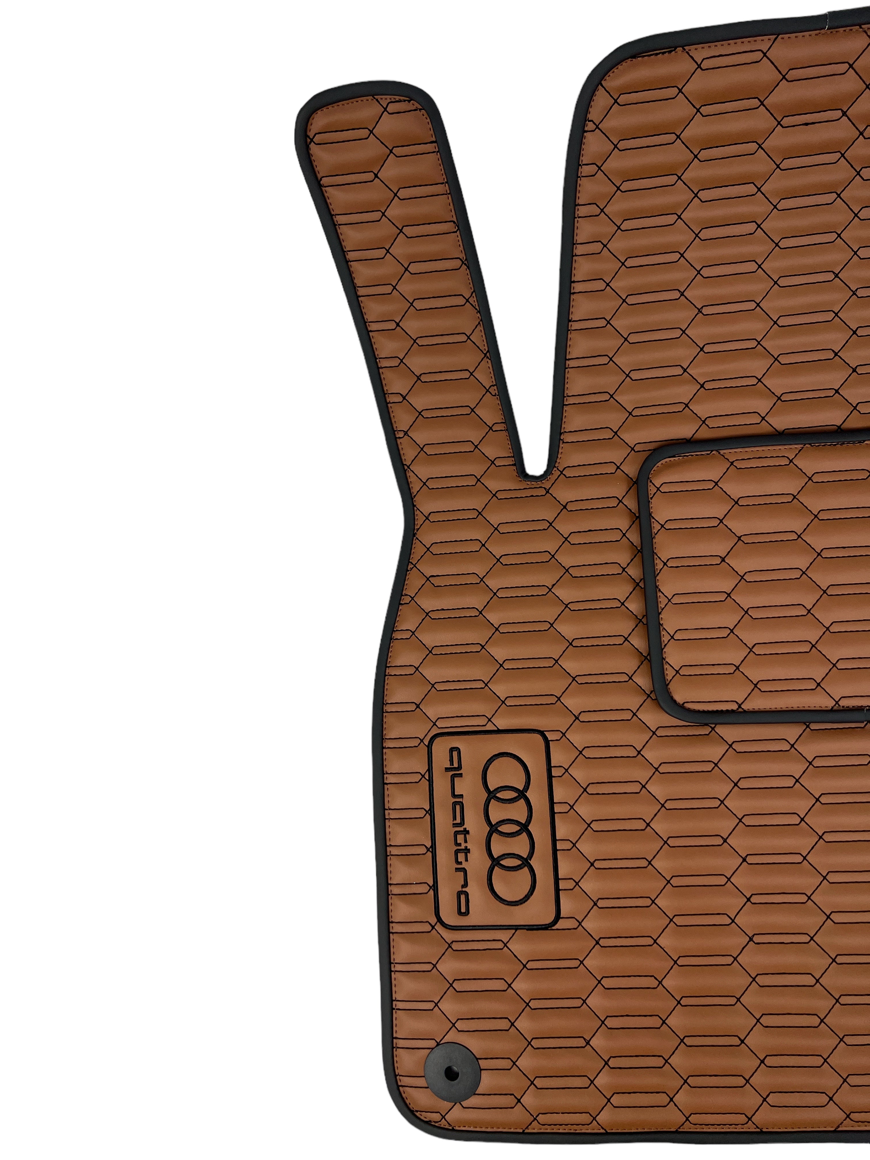 Car Floor Mats in "Double Comb" Design Brown with Black Stitching and Black Edging