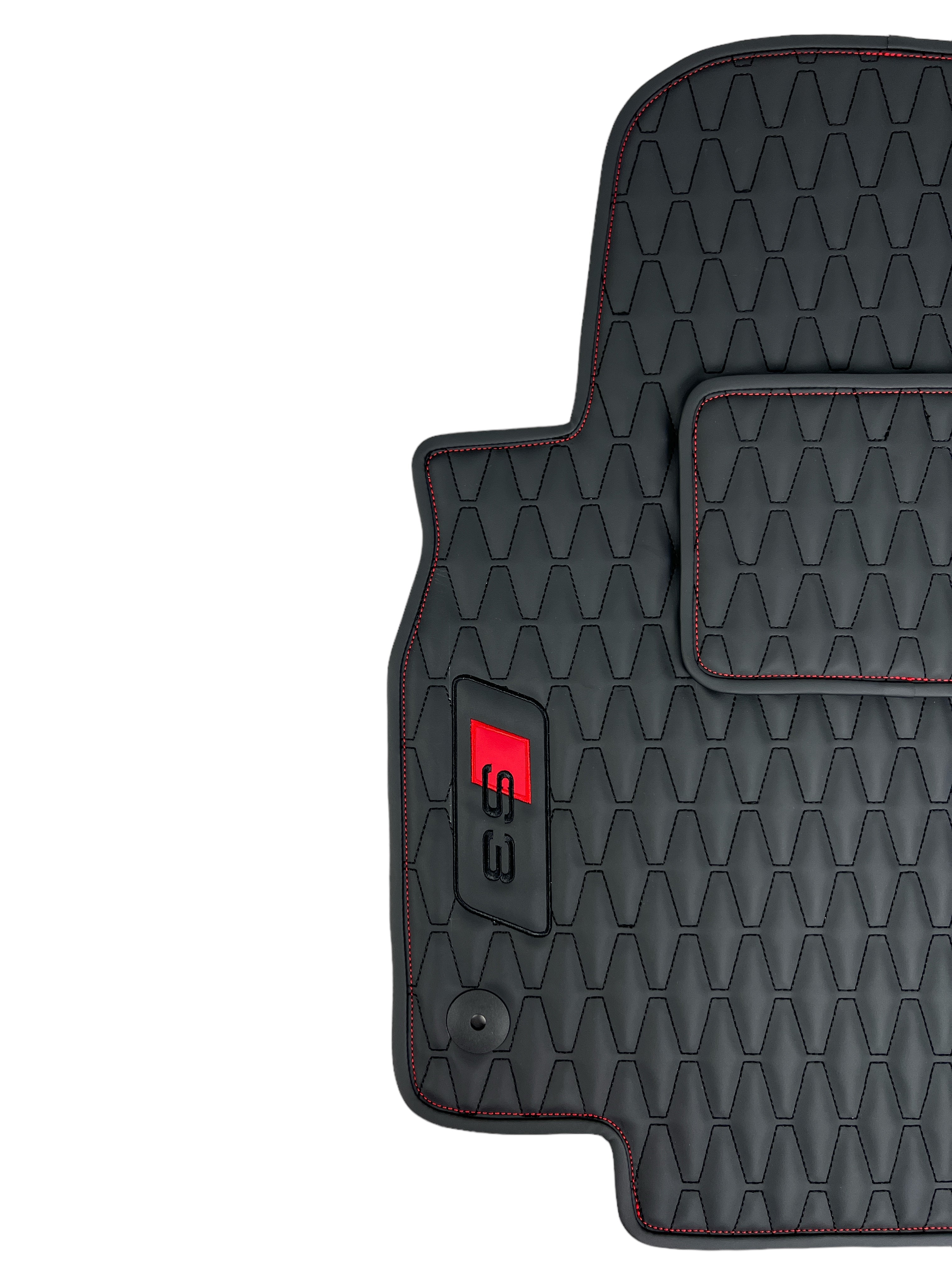 Car Floor Mats in "Long Comb" Design Black with Brown Edging