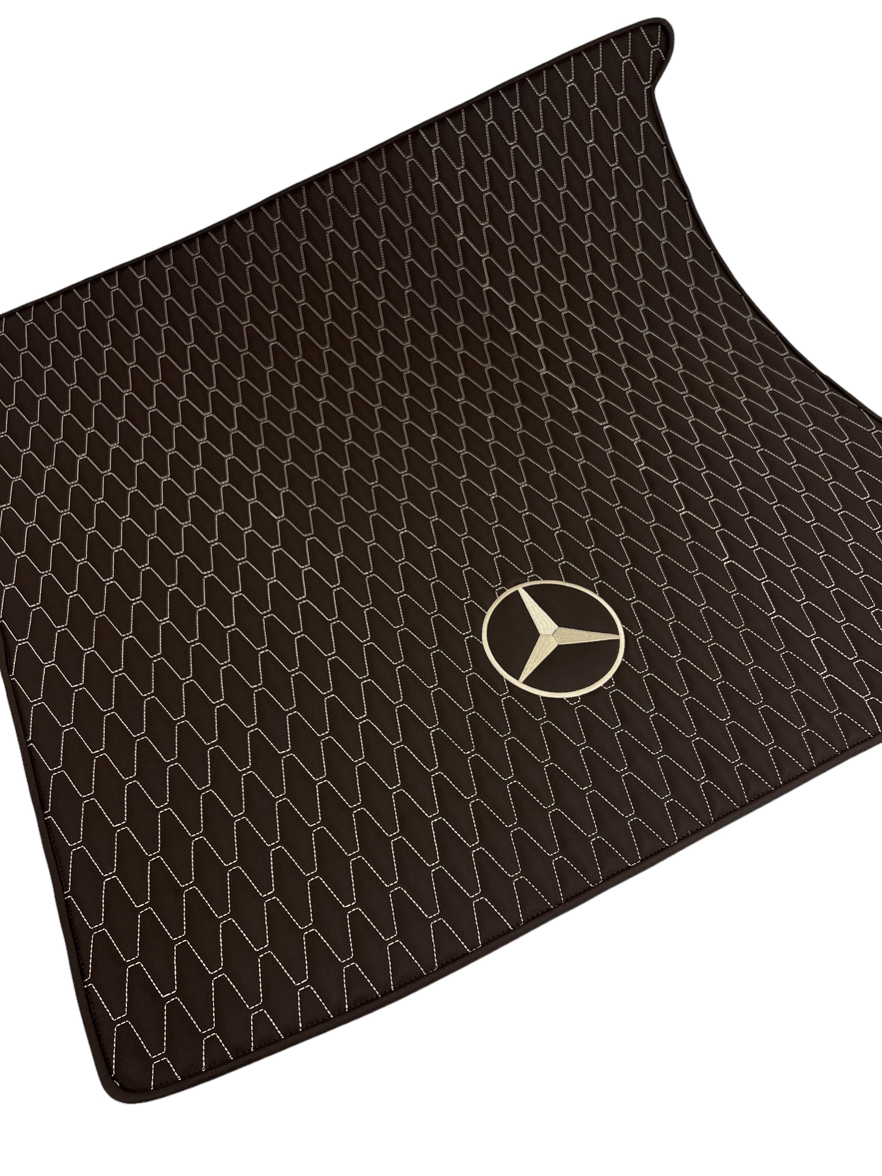 Trunk Mats in "Long comb" Design Brown with Beige Stitching