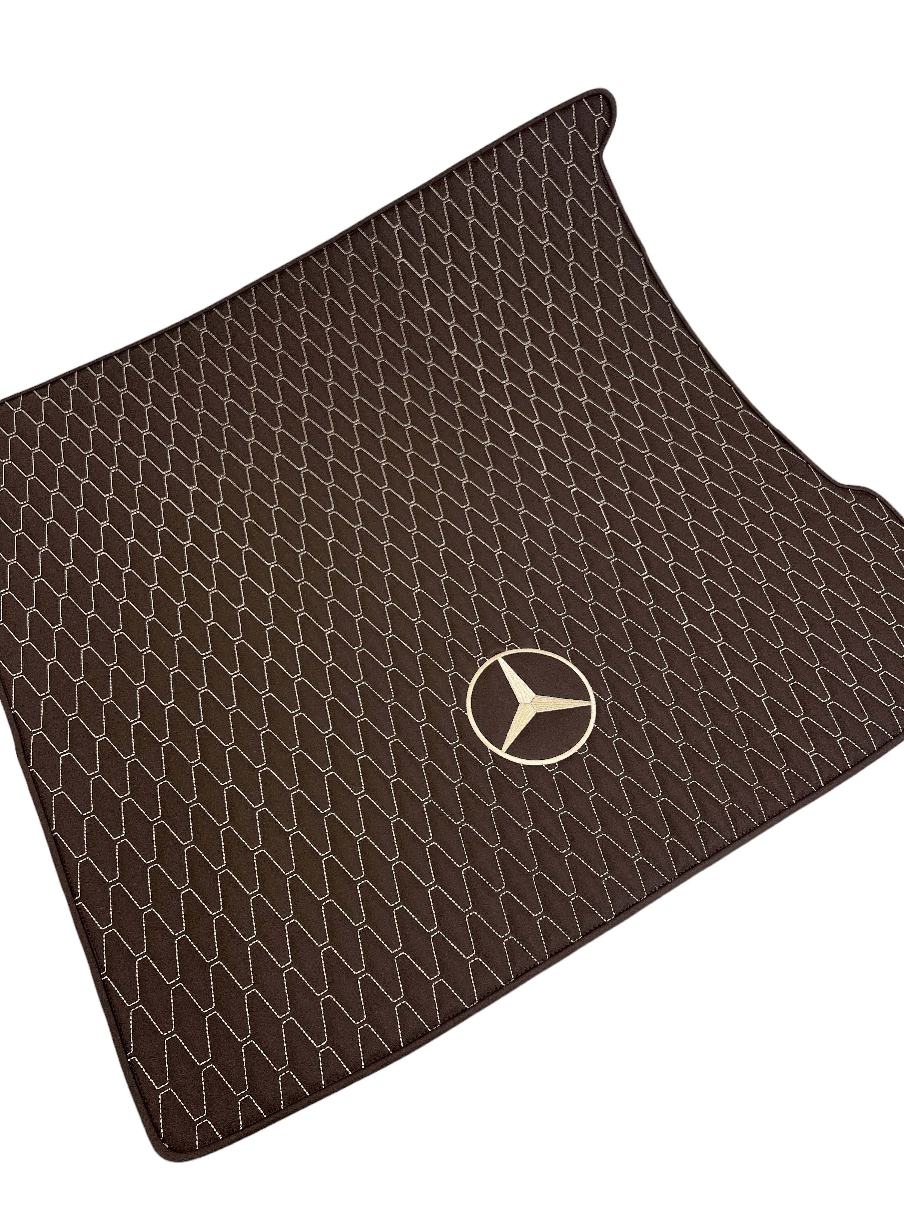 Trunk Mats in "Long comb" Design Brown with Beige Stitching