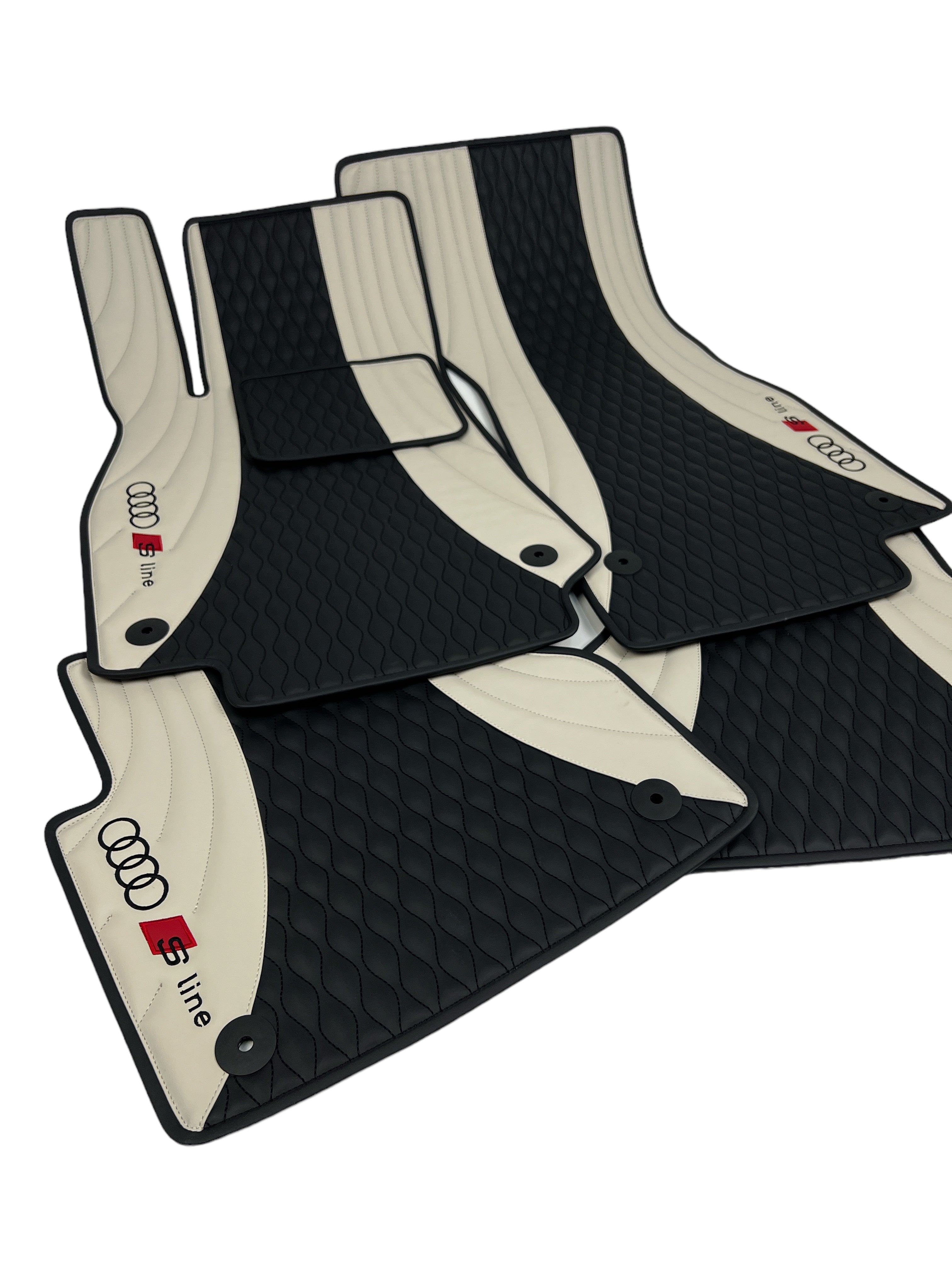 Car Floor Mats in "Figure Combination" Design Combined Black and Beige