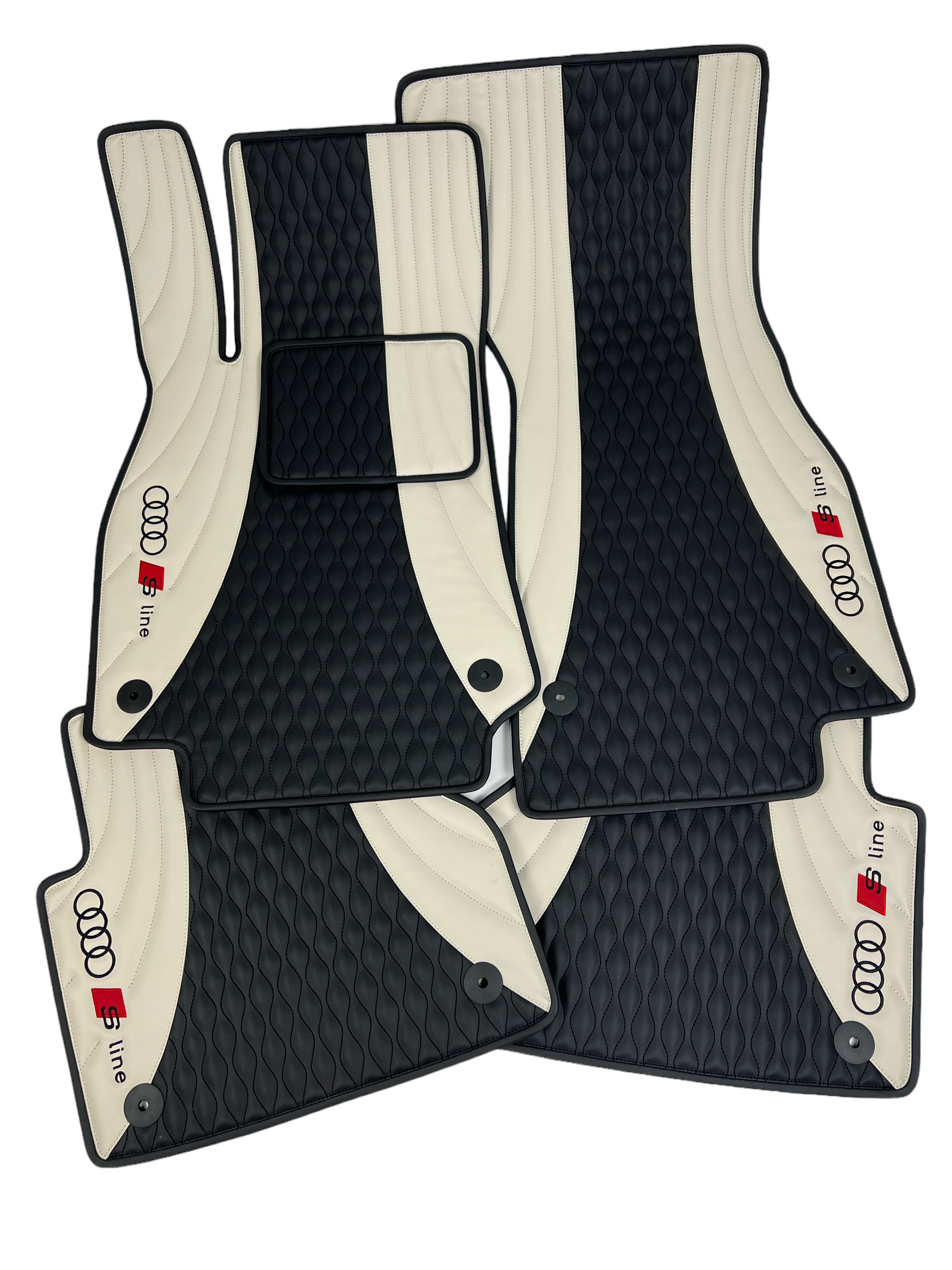 Car Floor Mats in "Figure Combination" Design Combined Black and Beige