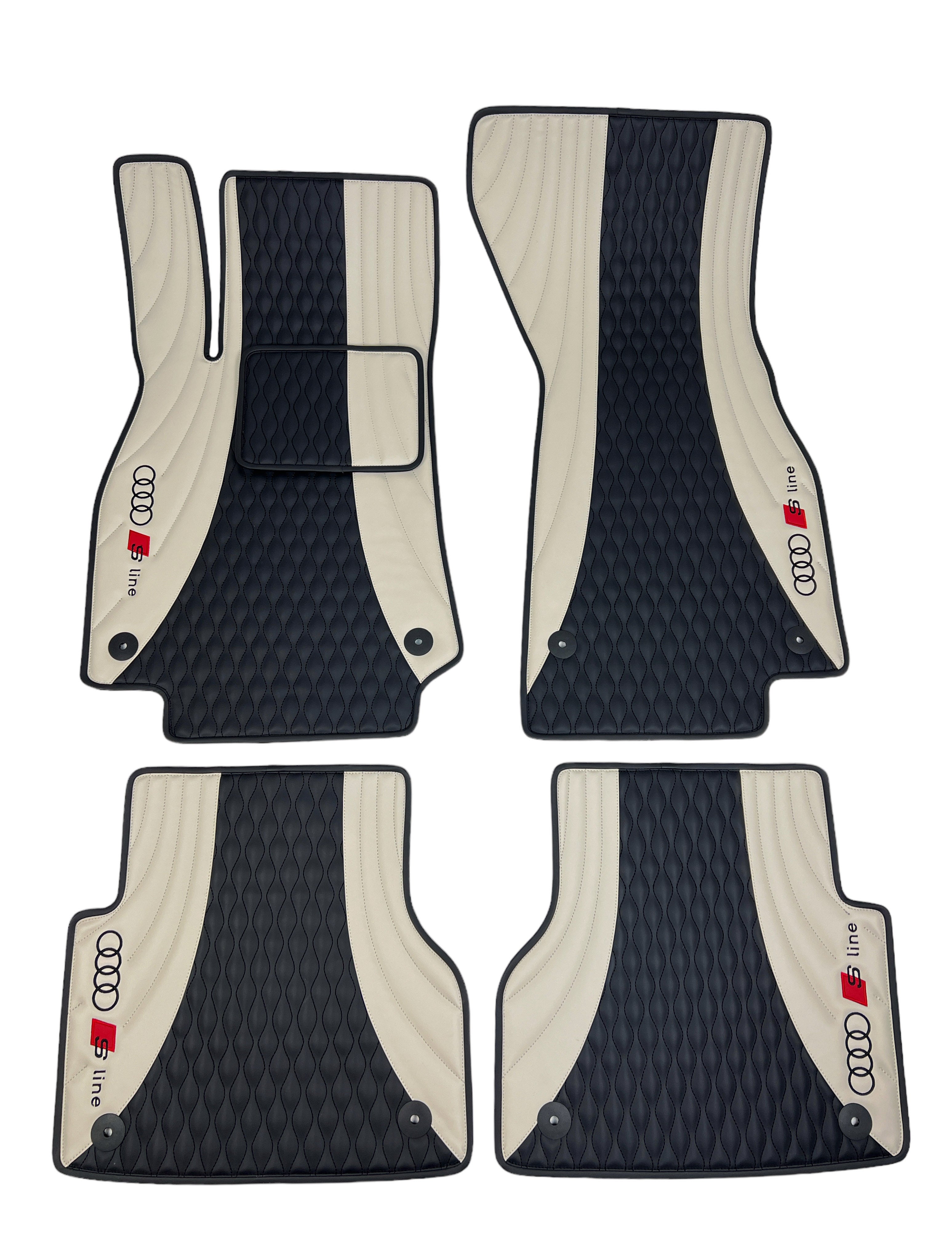 Car Floor Mats in "Figure Combination" Design Combined Black and Beige