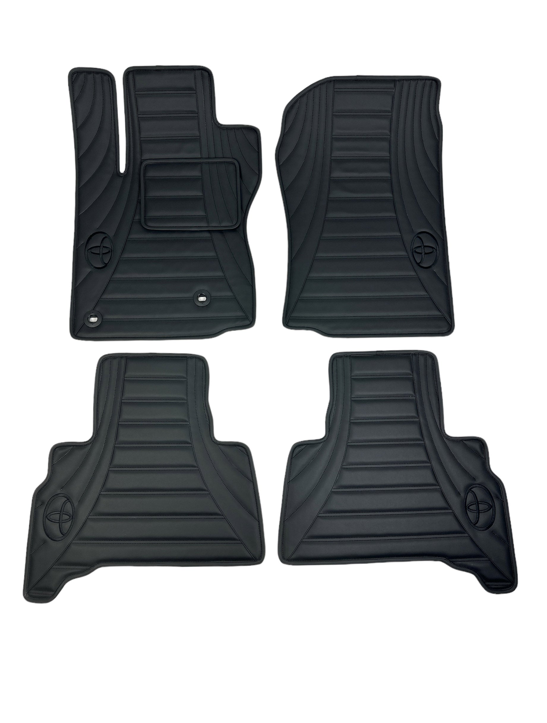 Car Floor Mats in "Figure Double Lines" Design Total Black