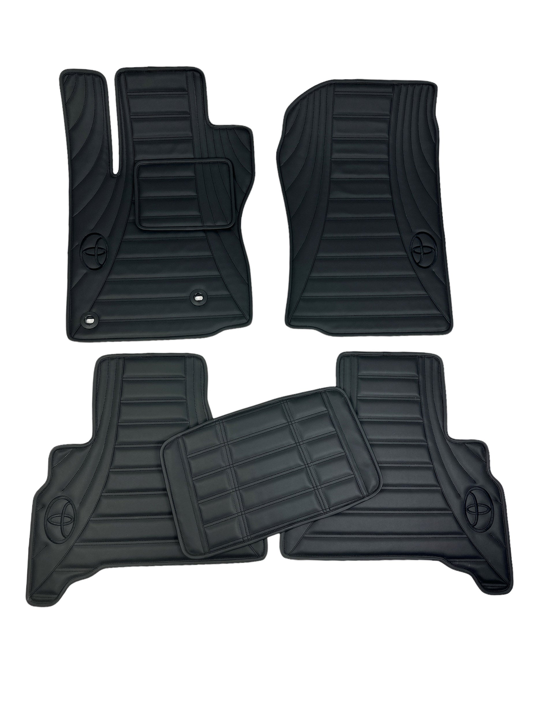 Car Floor Mats in "Figure Double Lines" Design Total Black