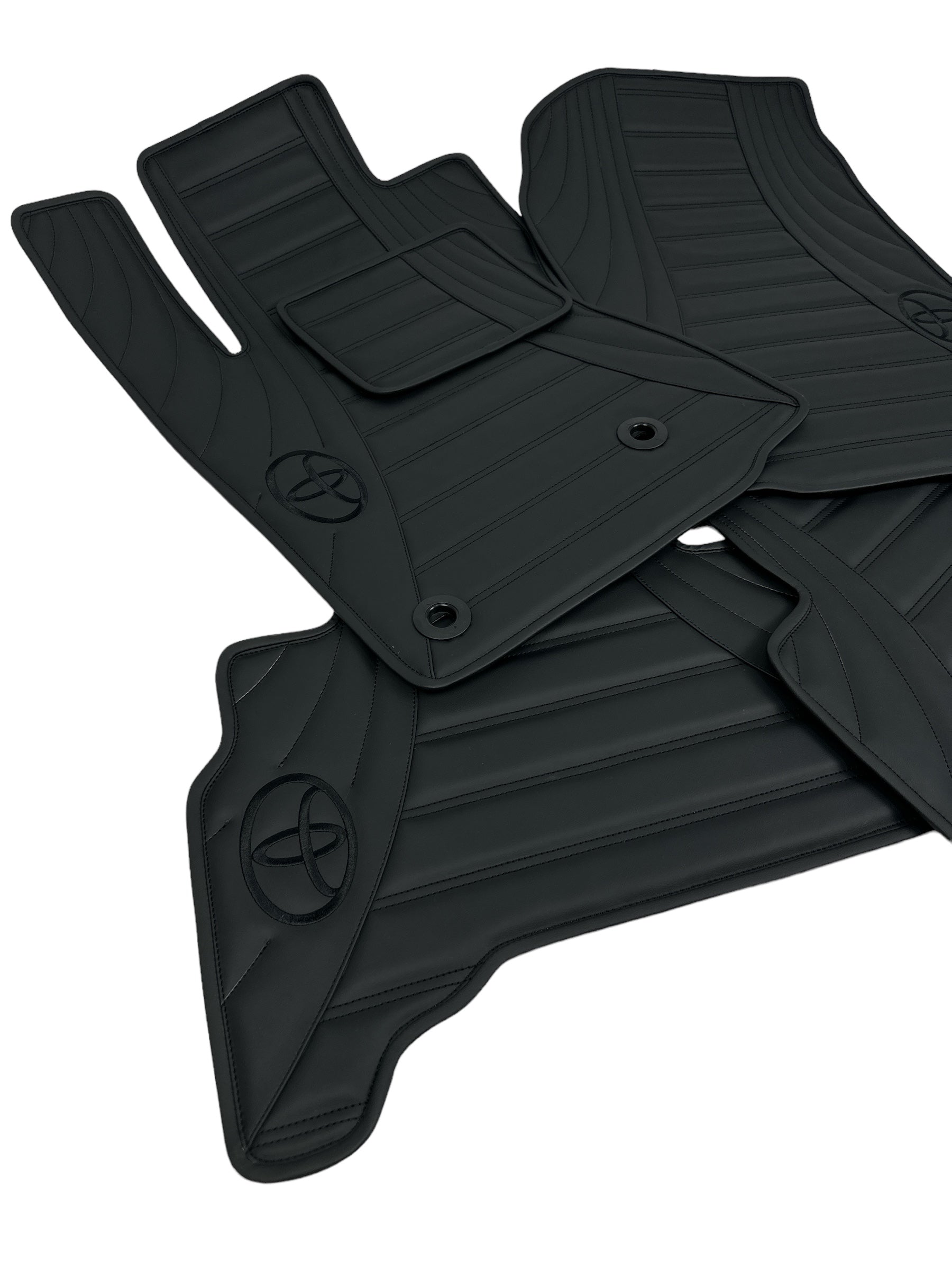 Car Floor Mats in "Figure Double Lines" Design Total Black